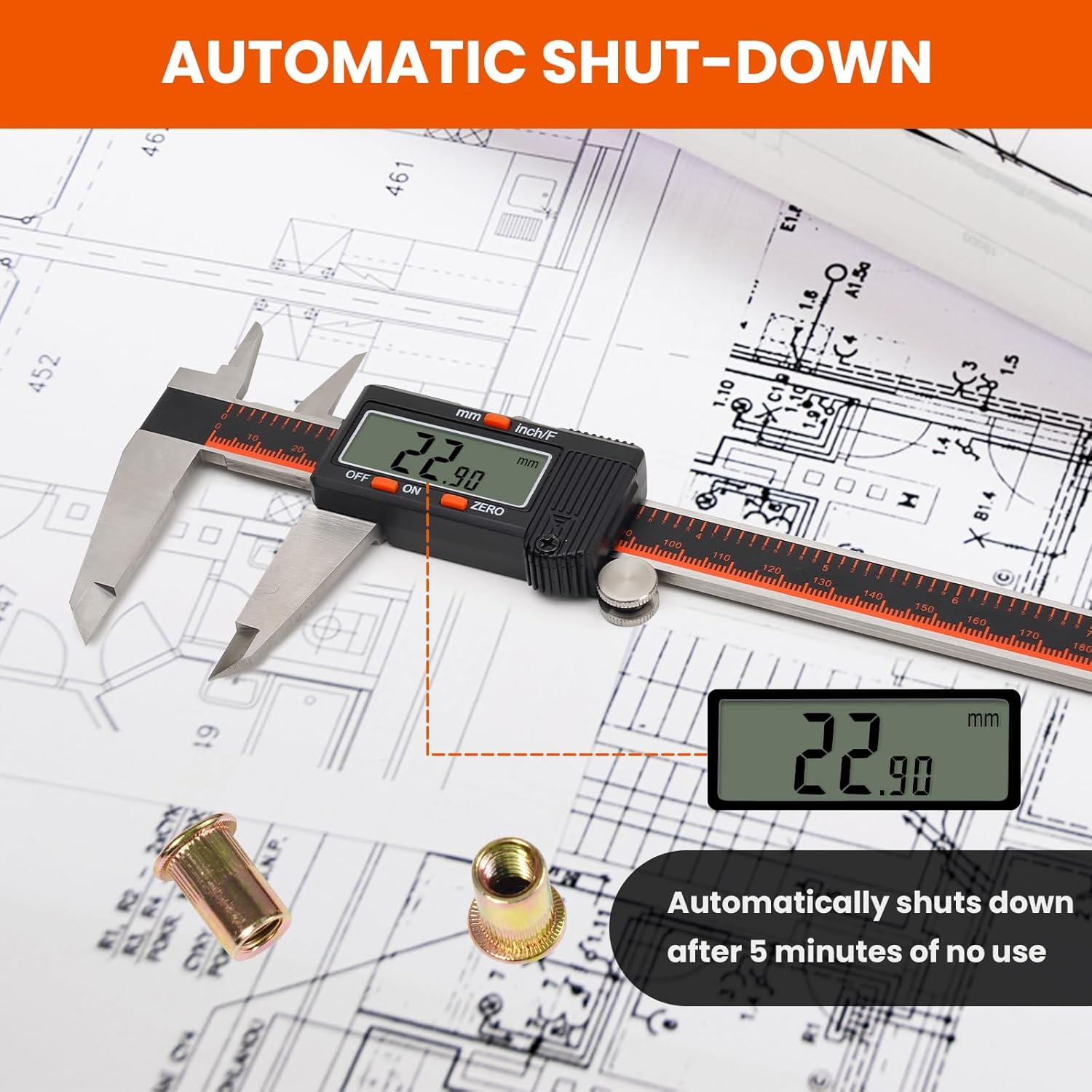 Calibre Digital HARDELL 20.32 cm con Pantalla LCD y Acero Inoxidable