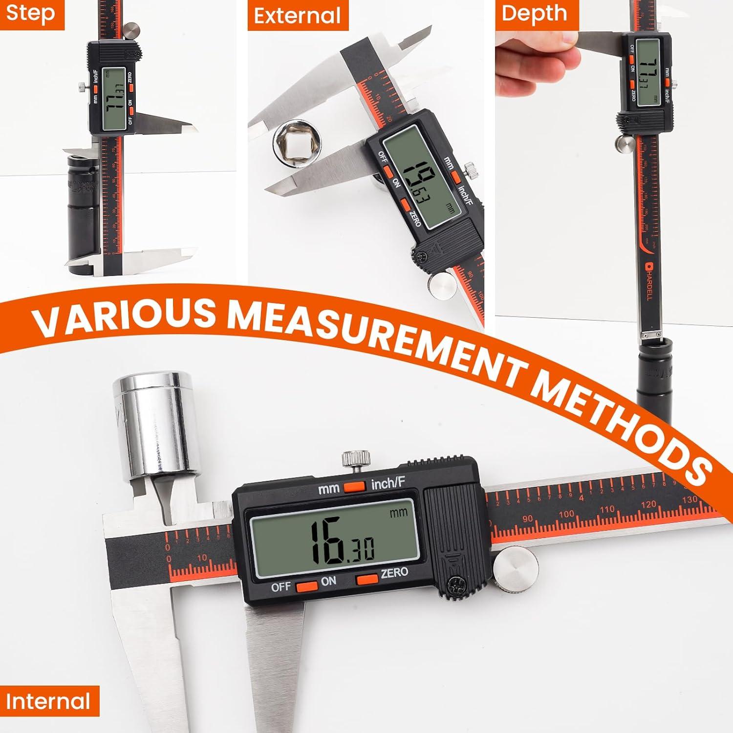 Calibre Digital HARDELL 20.32 cm con Pantalla LCD y Acero Inoxidable