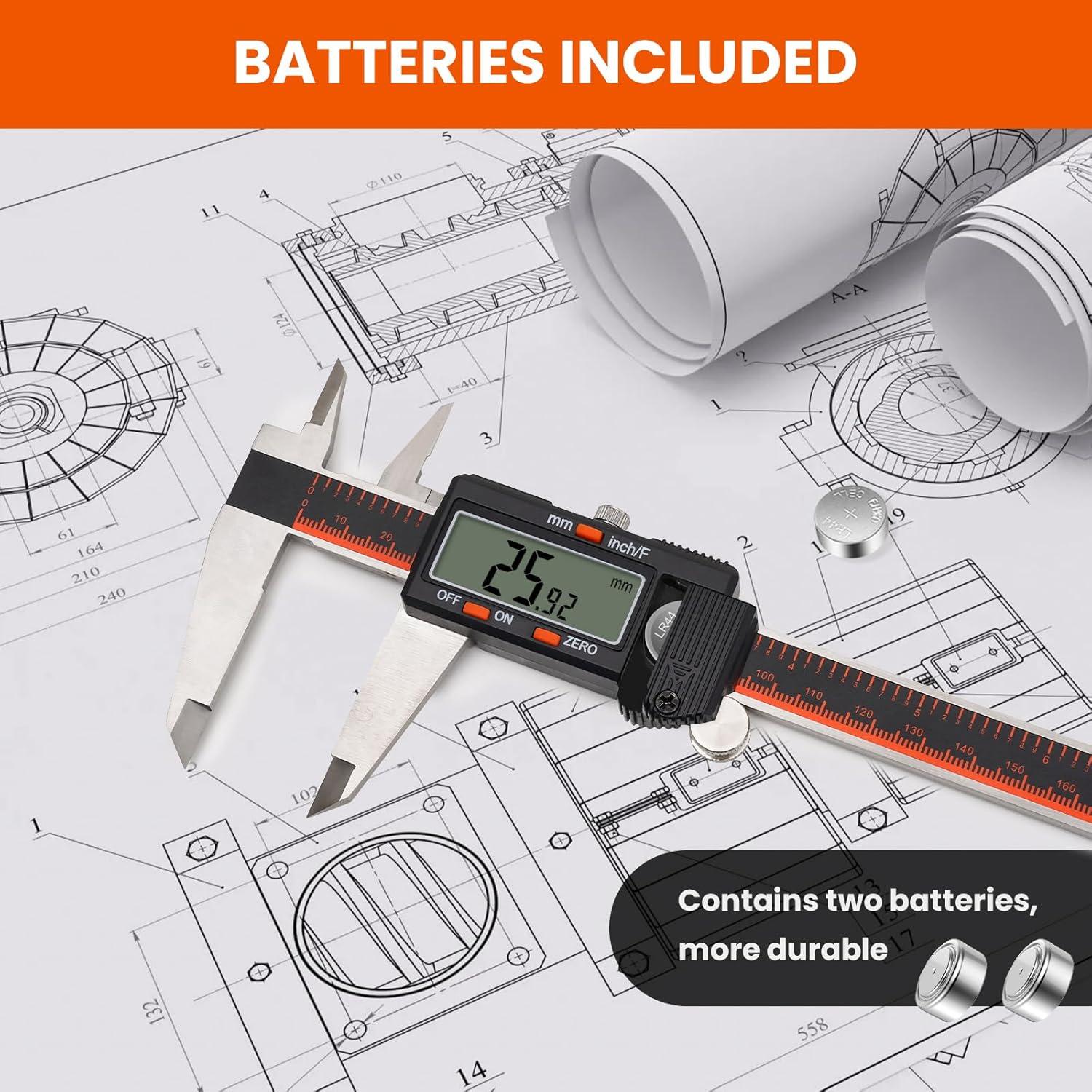 Calibre Digital HARDELL 20.32 cm con Pantalla LCD y Acero Inoxidable