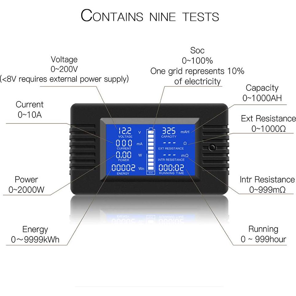 Medidor de Batería DC Multifuncional Wenzhou PZEM-013 0-200V 10A