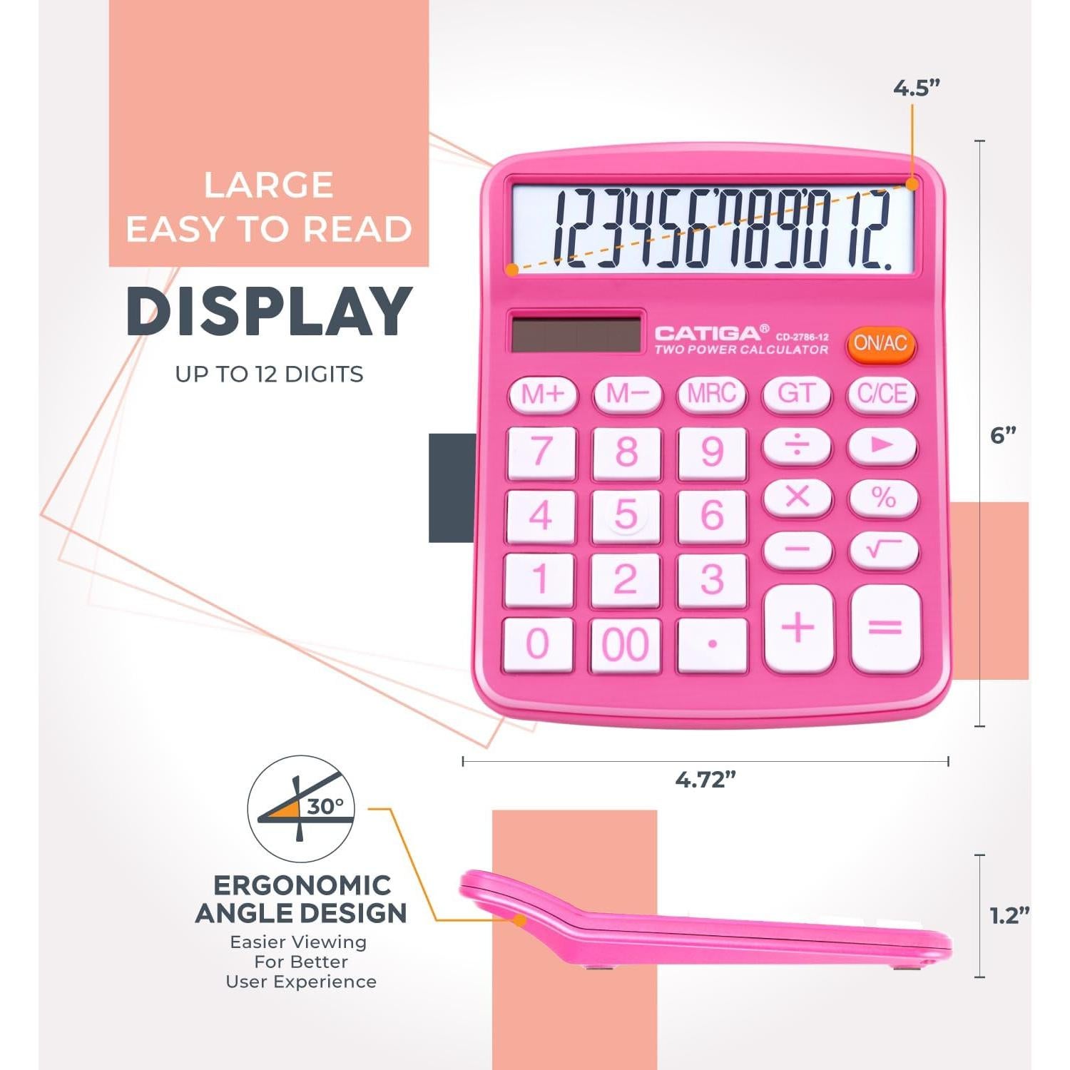 Calculadora de Escritorio Catiga CD-2786 12 Dígitos LCD Doble Alimentación