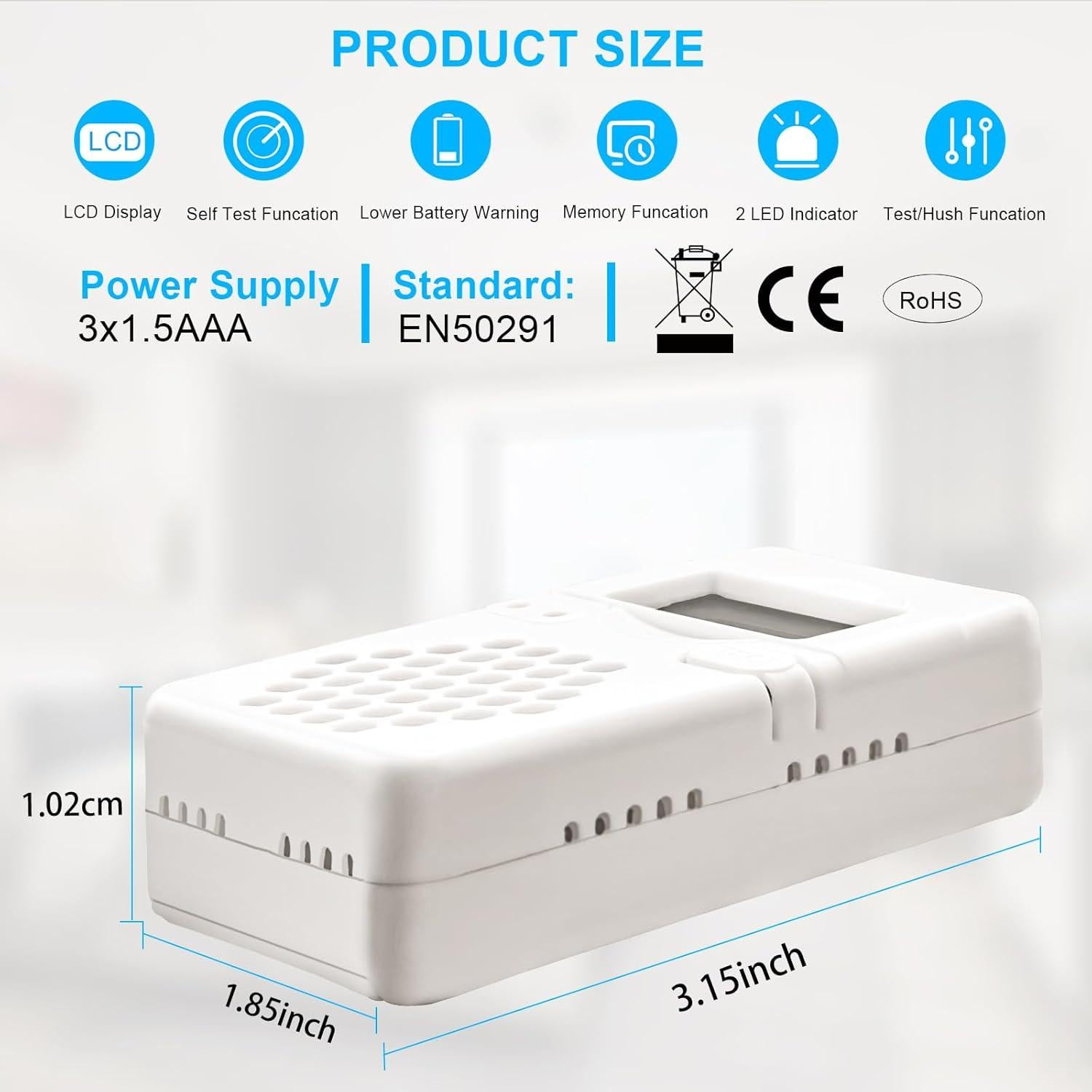 Detector de Monóxido de Carbono Mini 2 Paquetes CDR-817