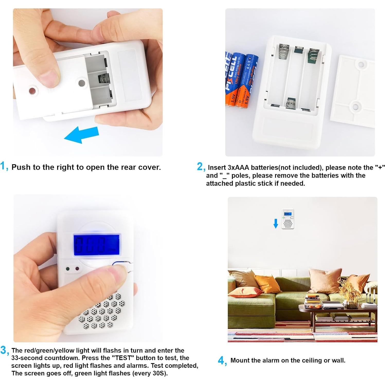 Detector de Monóxido de Carbono Mini 2 Paquetes CDR-817