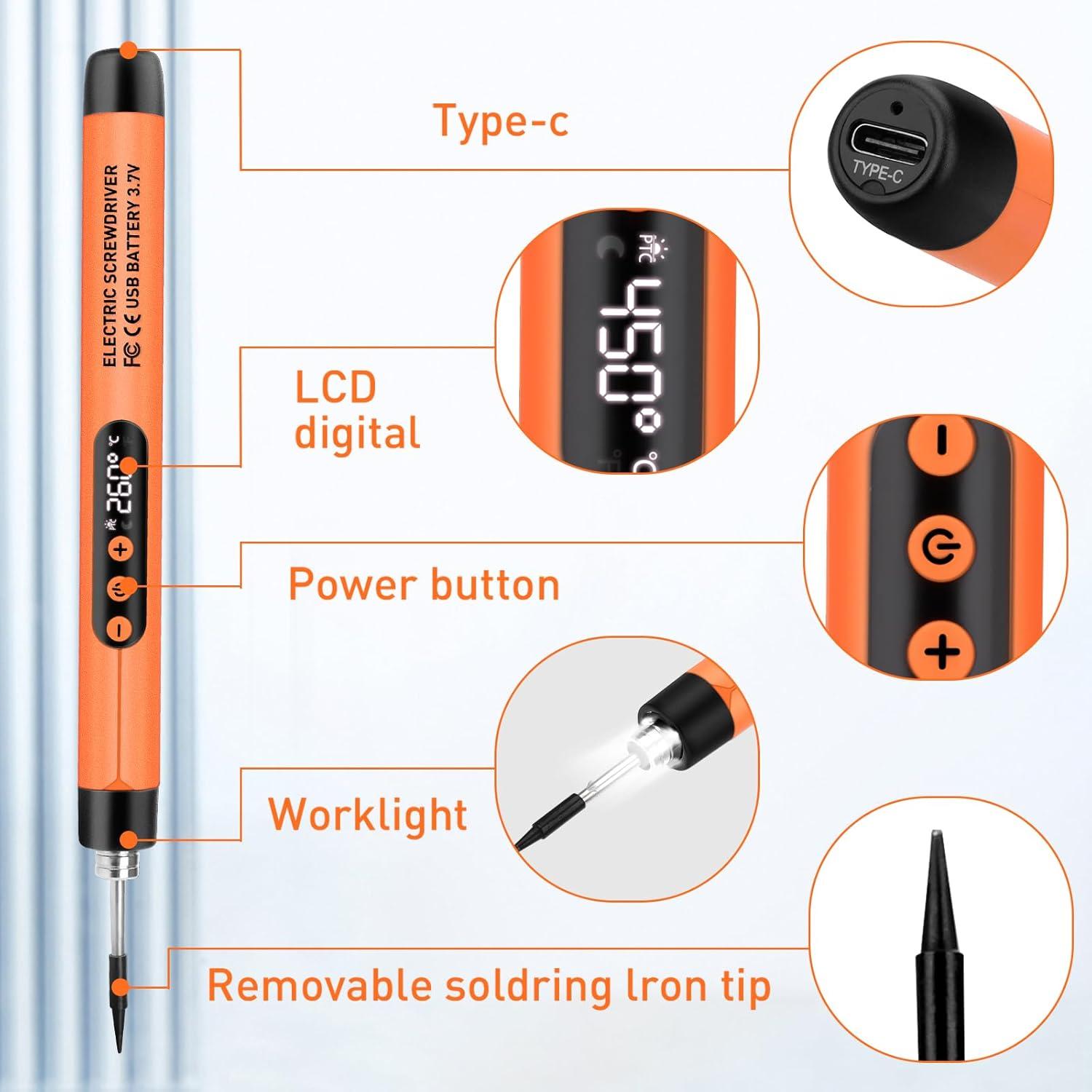 Kit de Soldador Inalámbrico Qyvorae 15W con Pantalla LCD