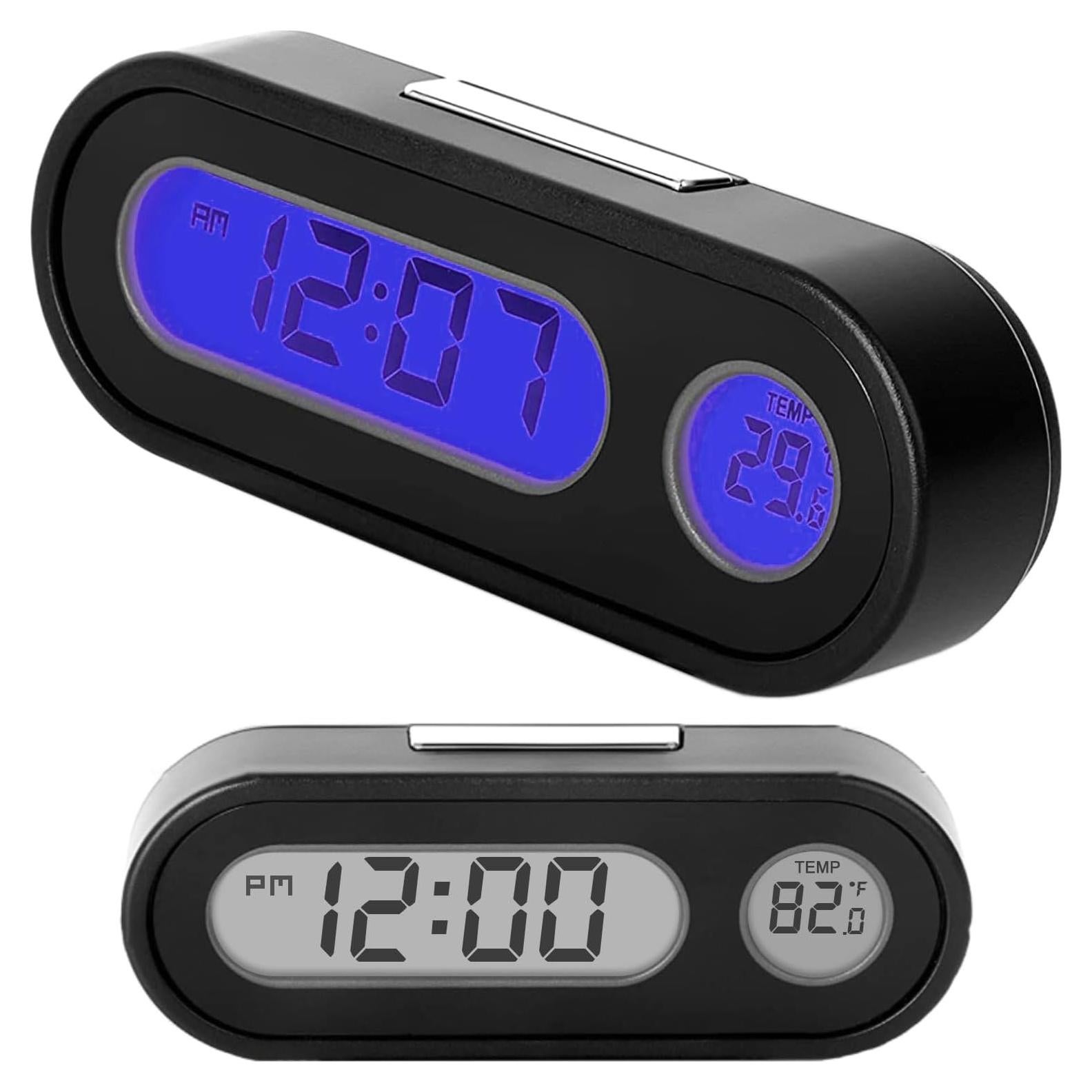 Reloj Digital de Coche FJPTKELLY con Termómetro y Luz Azul