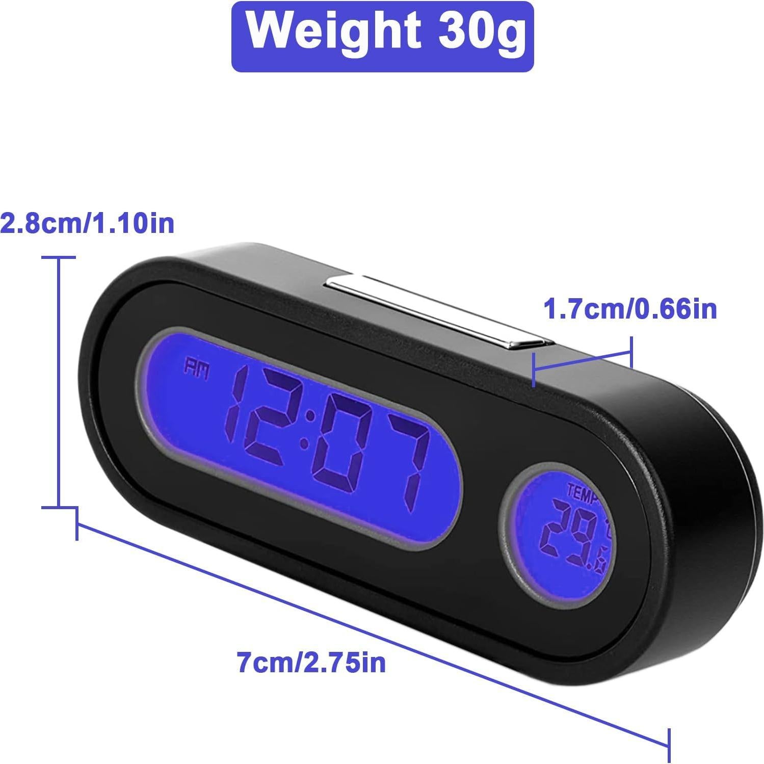 Reloj Digital de Coche FJPTKELLY con Termómetro y Luz Azul