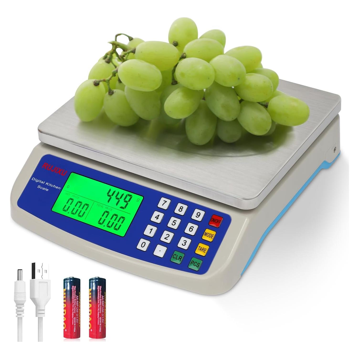 Escala de Cocina Digital Rujixu 10kg Acero Inoxidable LCD