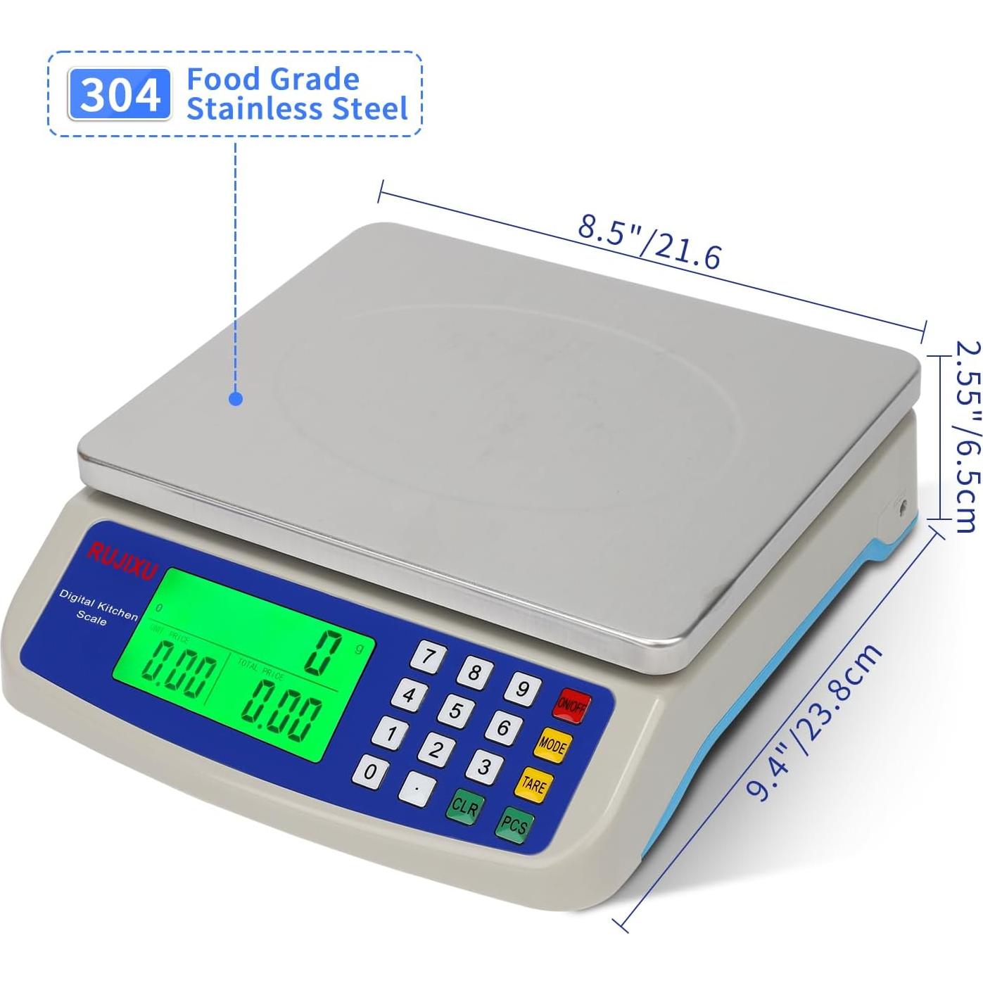 Escala de Cocina Digital Rujixu 10kg Acero Inoxidable LCD