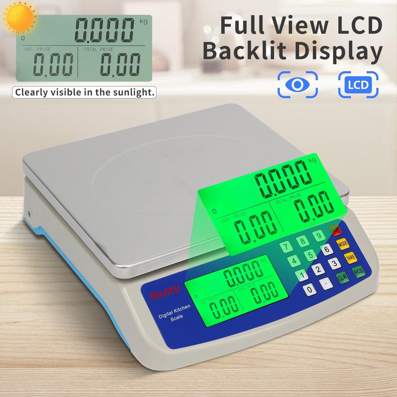 Escala de Cocina Digital Rujixu 10kg Acero Inoxidable LCD