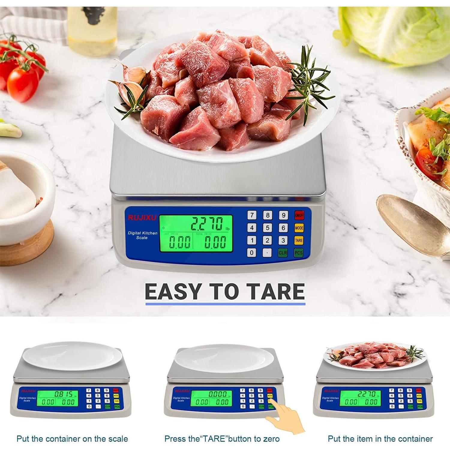 Escala de Cocina Digital Rujixu 10kg Acero Inoxidable LCD