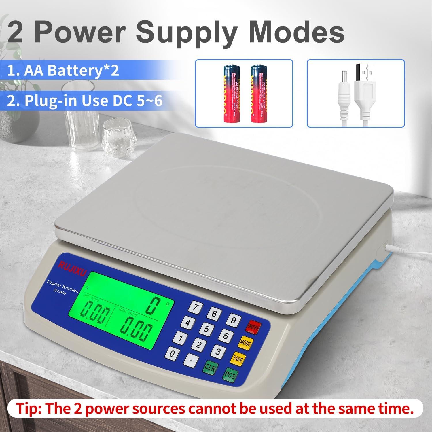 Escala de Cocina Digital Rujixu 10kg Acero Inoxidable LCD