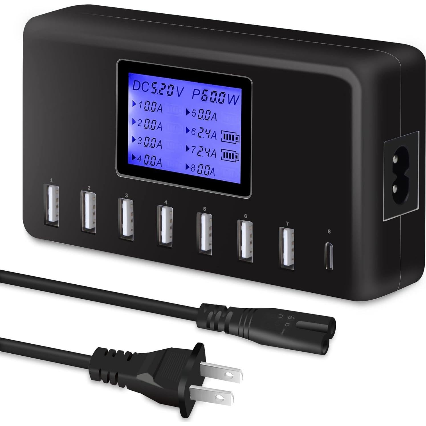 Cargador USB Slitinto 60W 8 Puertos con Pantalla LCD
