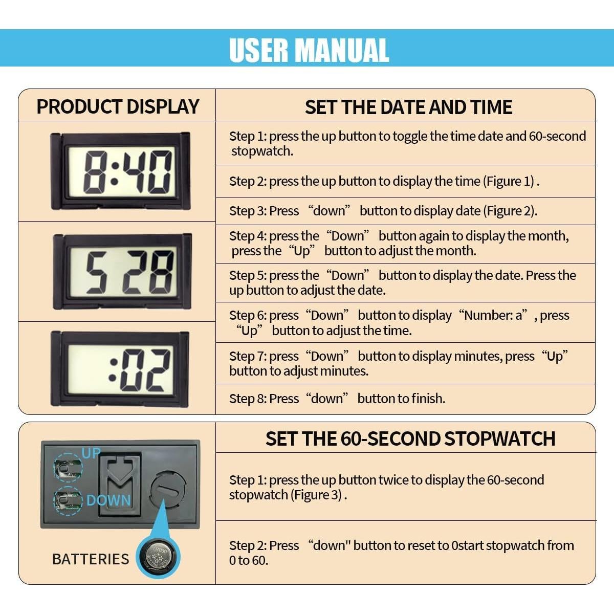 Reloj Electrónico Mini para Coche JOYCOURT Pantalla LCD