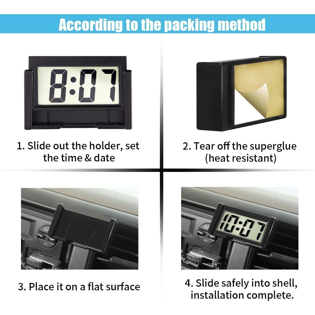 Reloj Electrónico Mini para Coche JOYCOURT Pantalla LCD