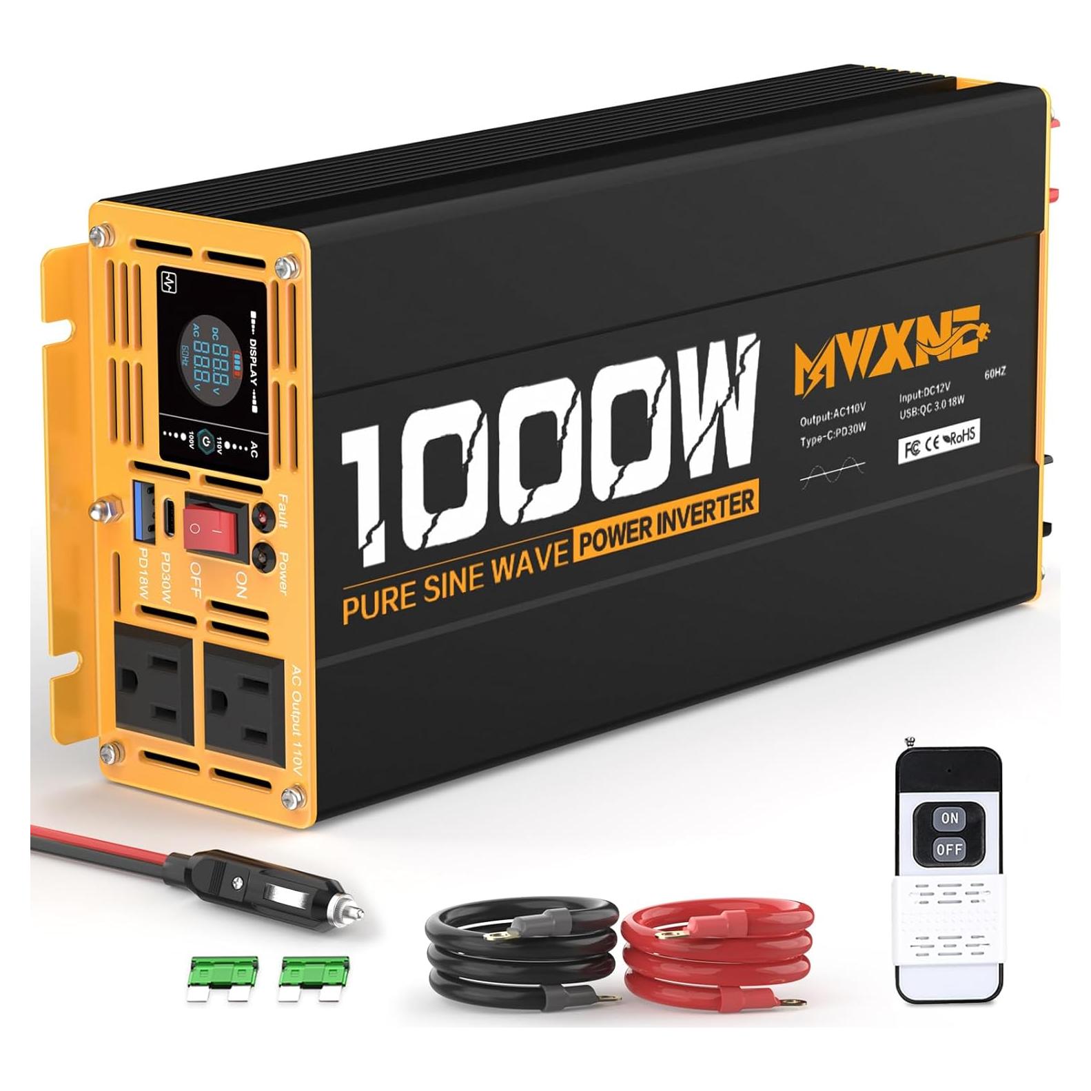 Inversor de Onda Sinusoidal Pura 1000W 12V MWXNE con USB