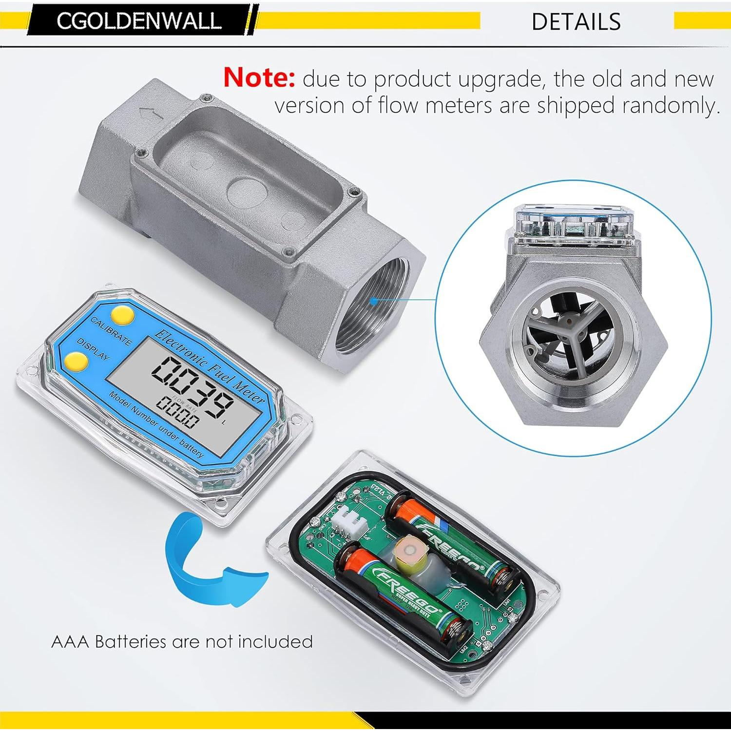 Medidor de Flujo Turbina CGOLDENWALL 1.5" Digital LCD 37.85-278.84 LPM