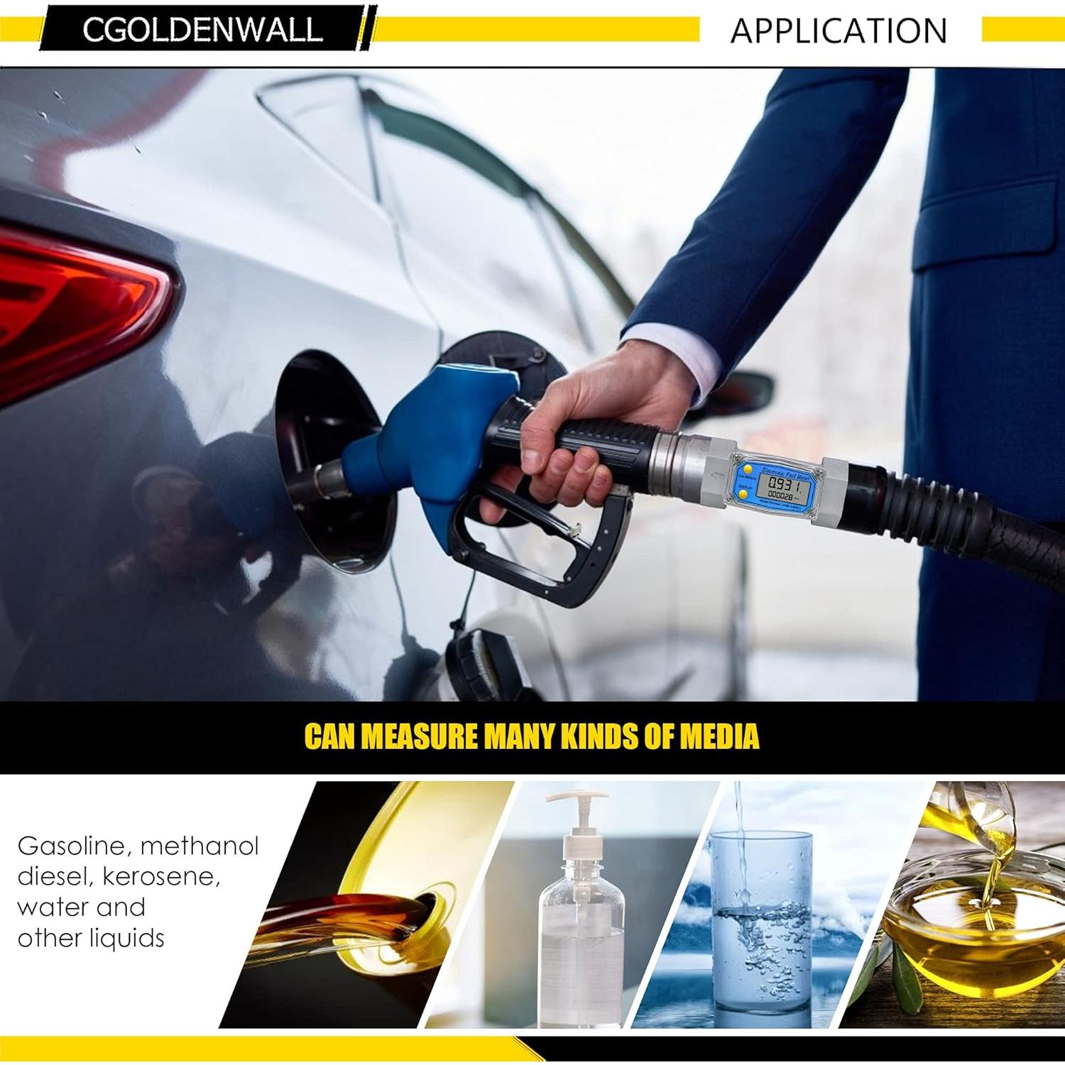 Medidor de Flujo Turbina CGOLDENWALL 1.5" Digital LCD 37.85-278.84 LPM