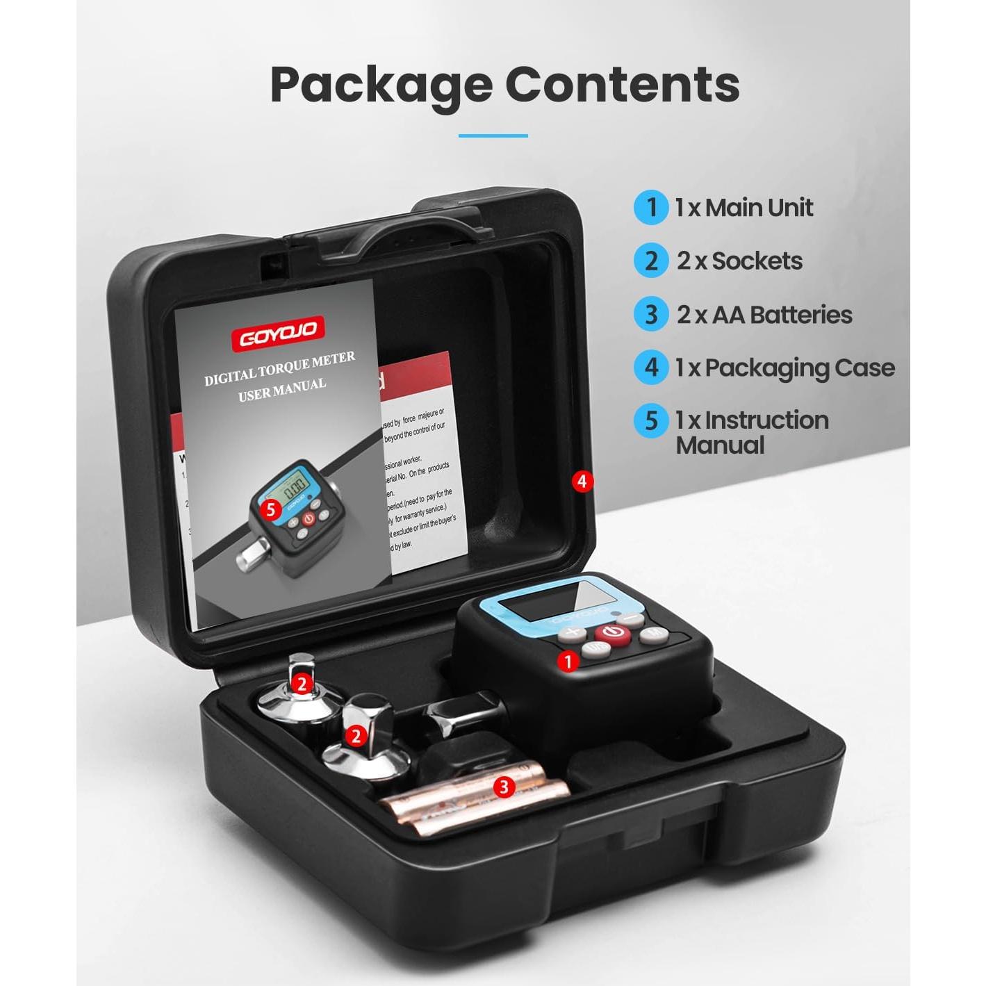 Adaptador de Llave de Torque Digital GOYOJO 0.9-30Nm LCD