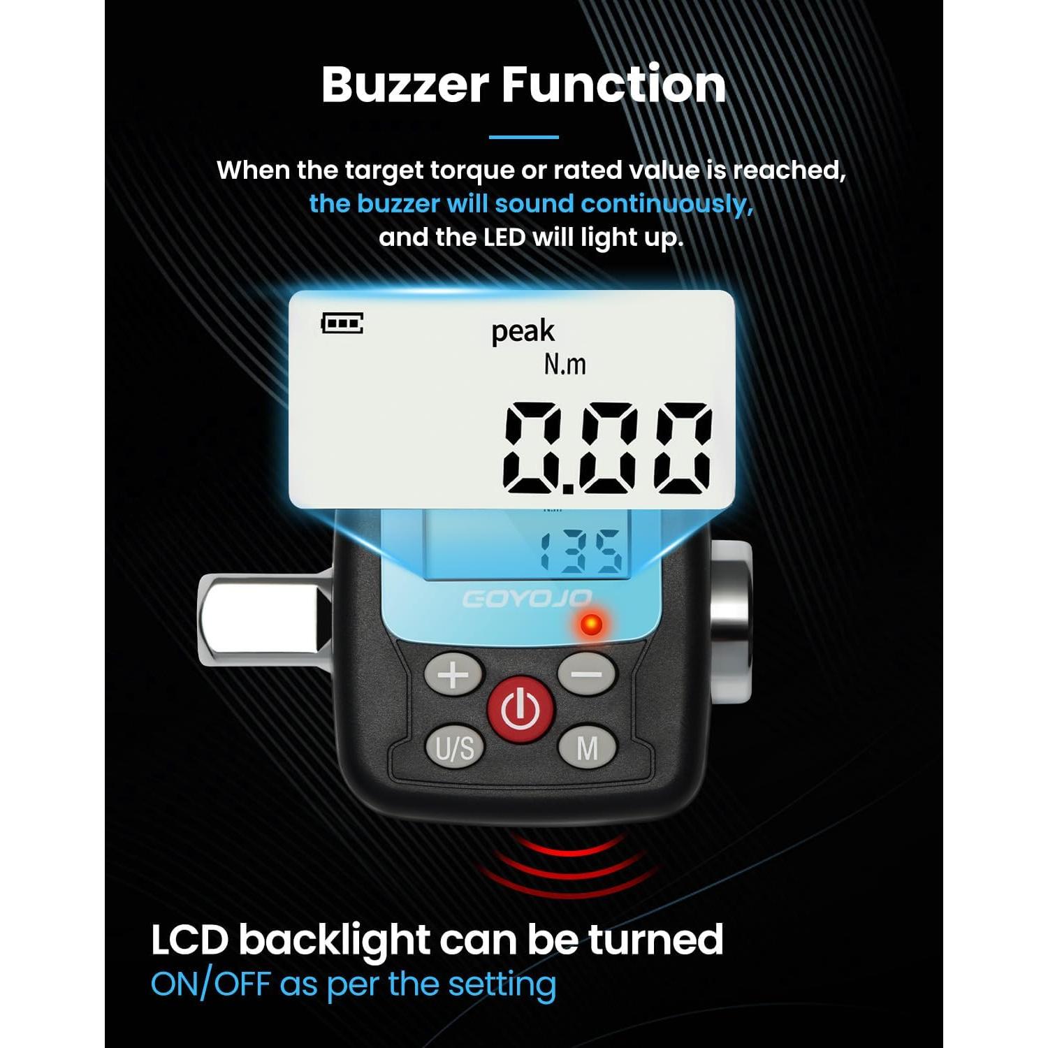Adaptador de Llave de Torque Digital GOYOJO 0.9-30Nm LCD