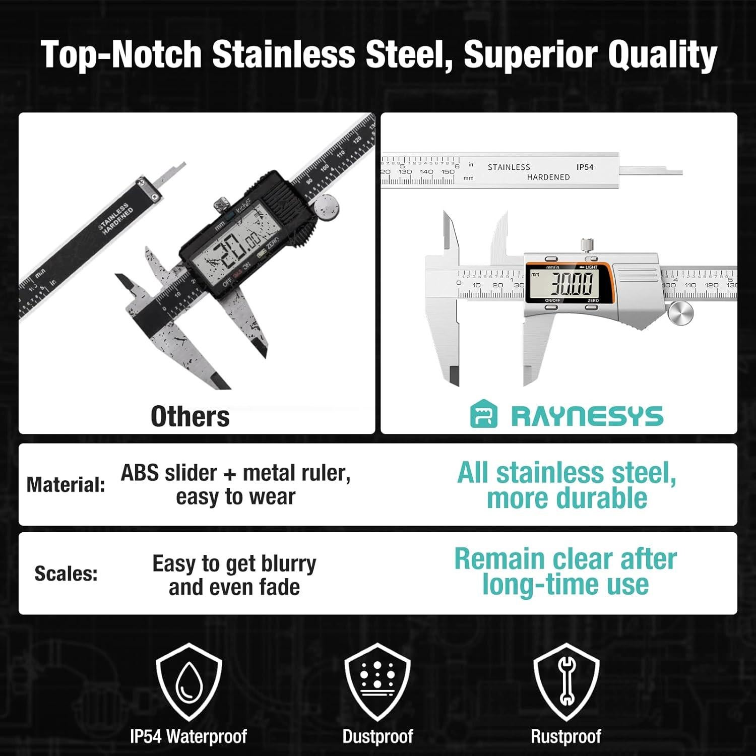 Calibrador Digital 300mm Raynesys Acero Inoxidable Pantalla LCD