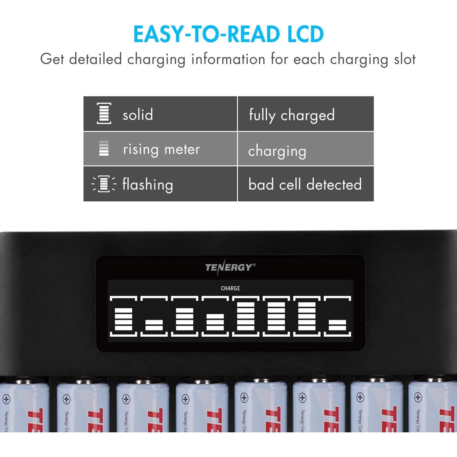 Cargador Rápido Tenergy TN480U con 4 Baterías AA 2500mAh y AAA 1000mAh