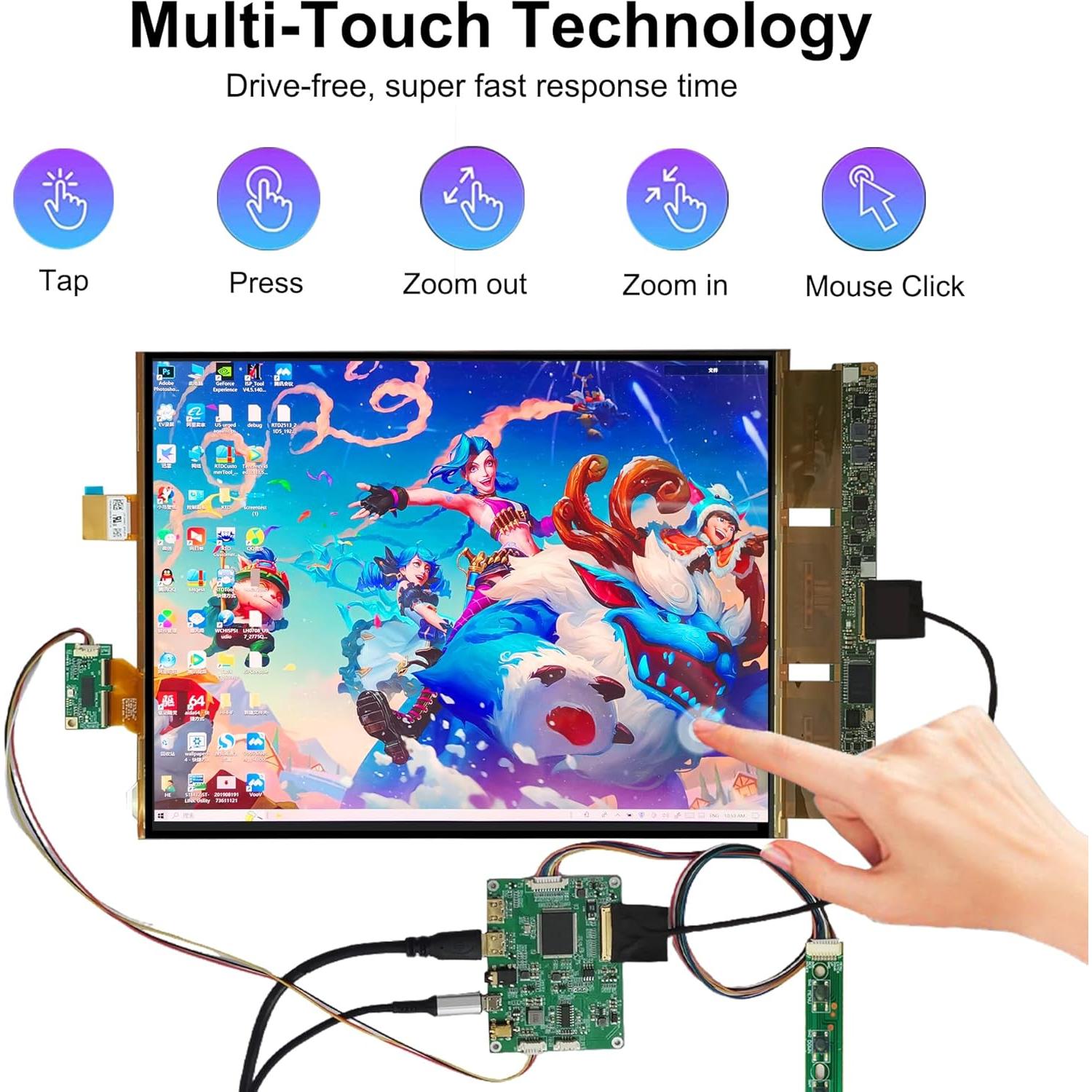 Pantalla Flexible OLED 13.3" Wisecoco 2K Táctil Capacitiva