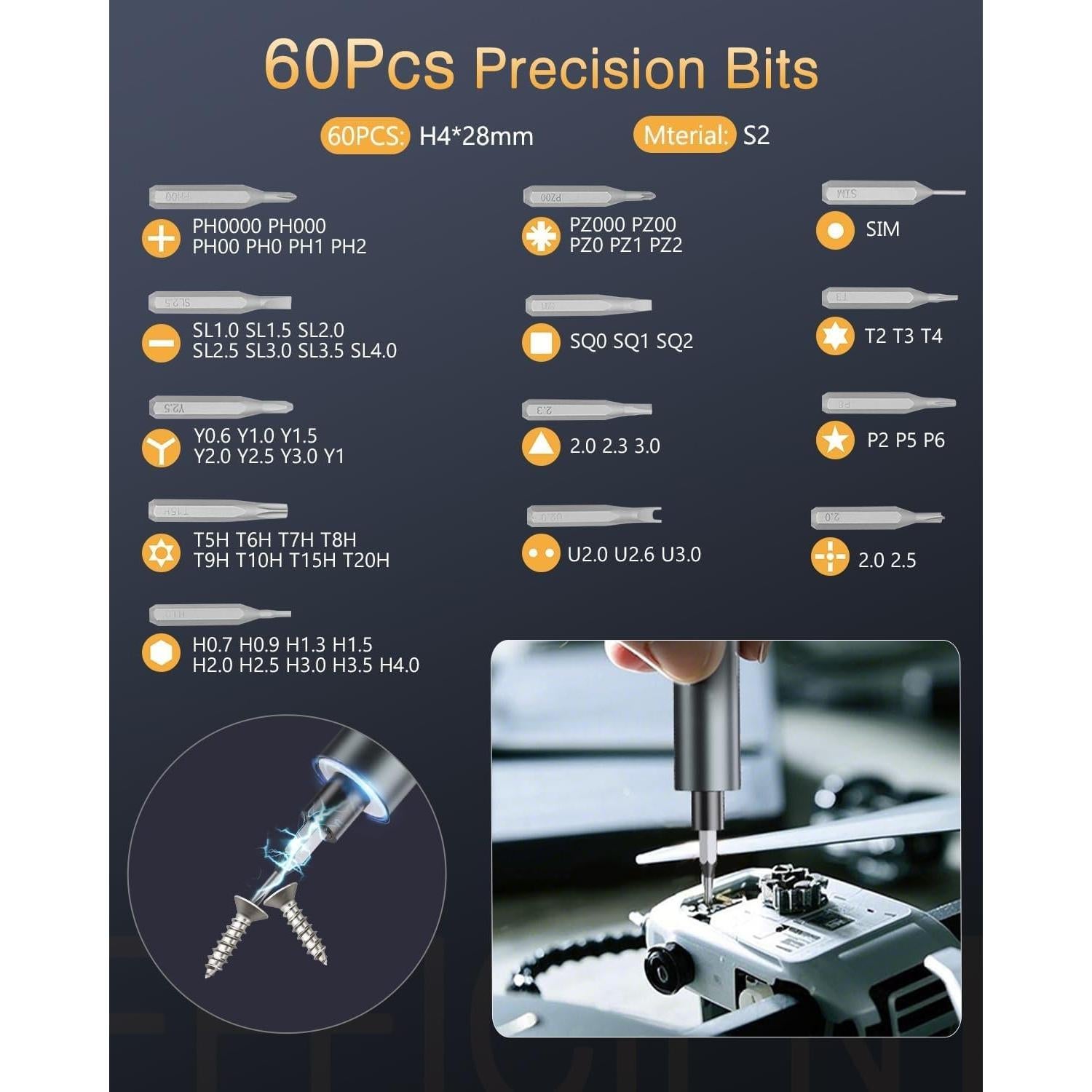 Juego de Destornilladores Eléctricos PENTASPI 62-en-1 con Pantalla OLED