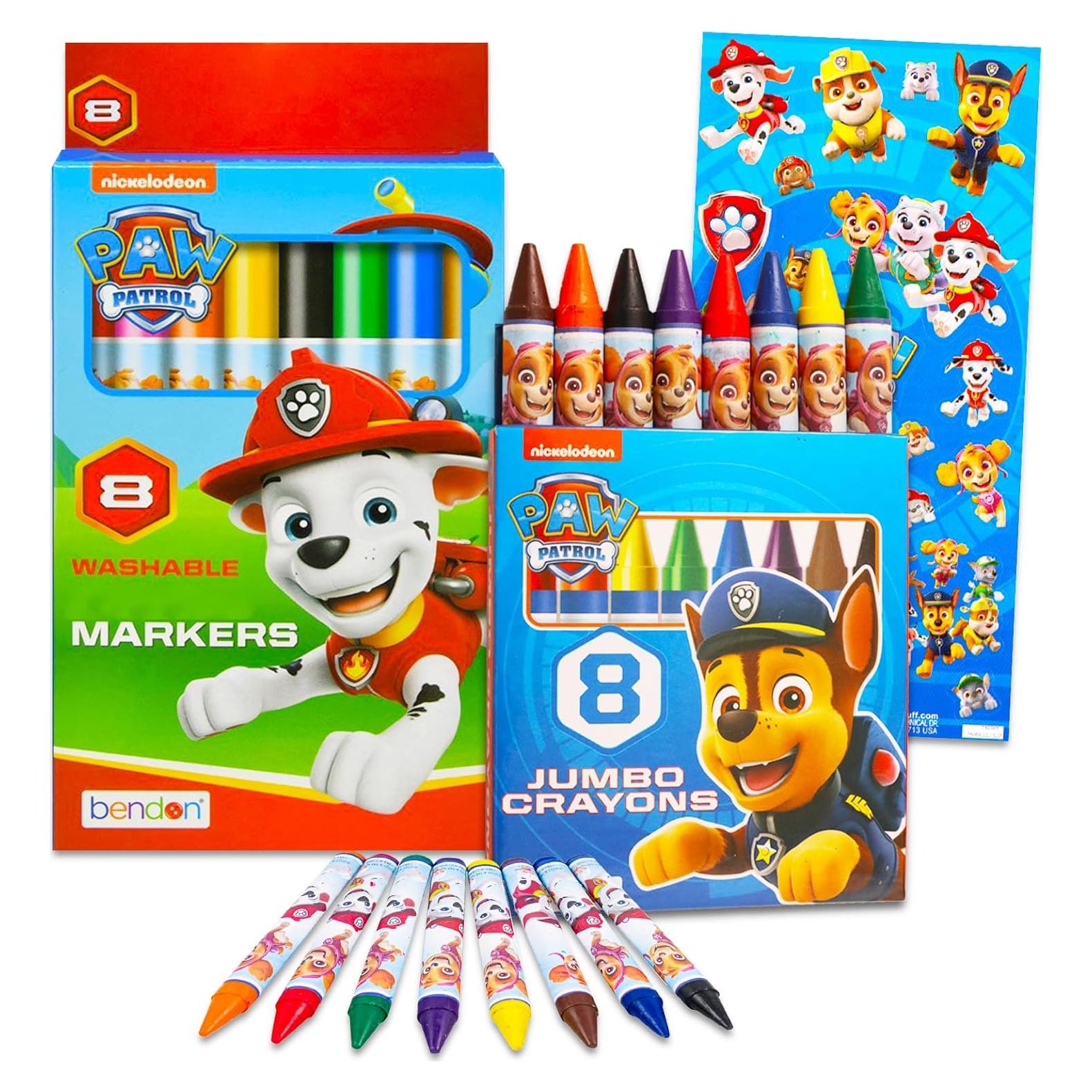 Juego de Colorear Paw Patrol - 8 Marcadores y 8 Crayones Jumbo