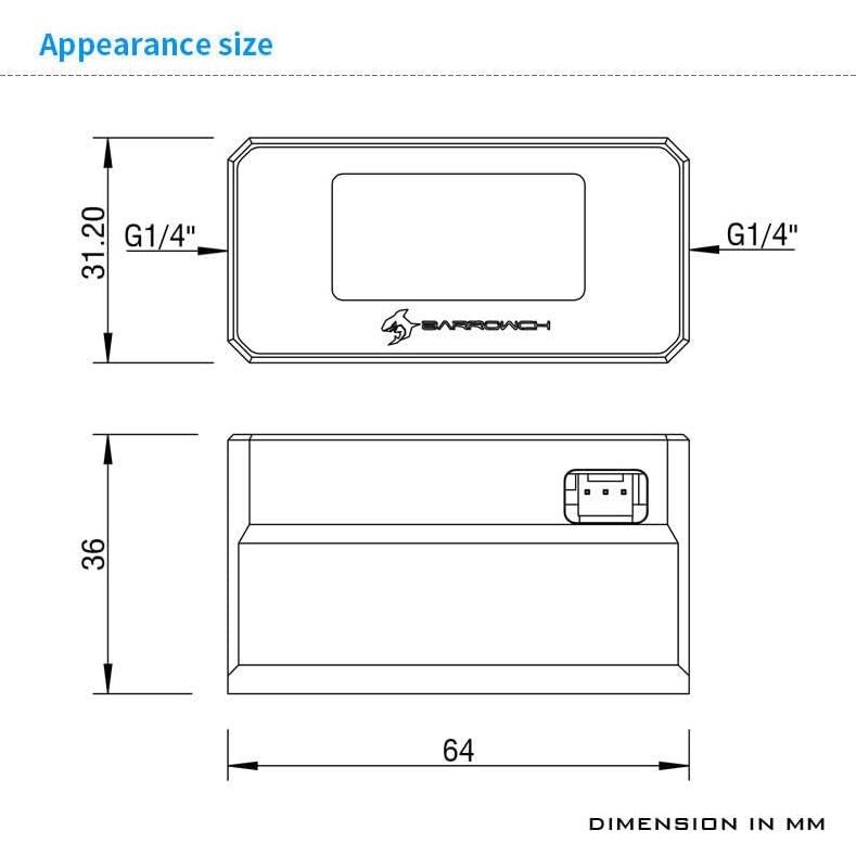 Pantalla OLED Barrowch FBFT07 Temperatura y Flujo Agua