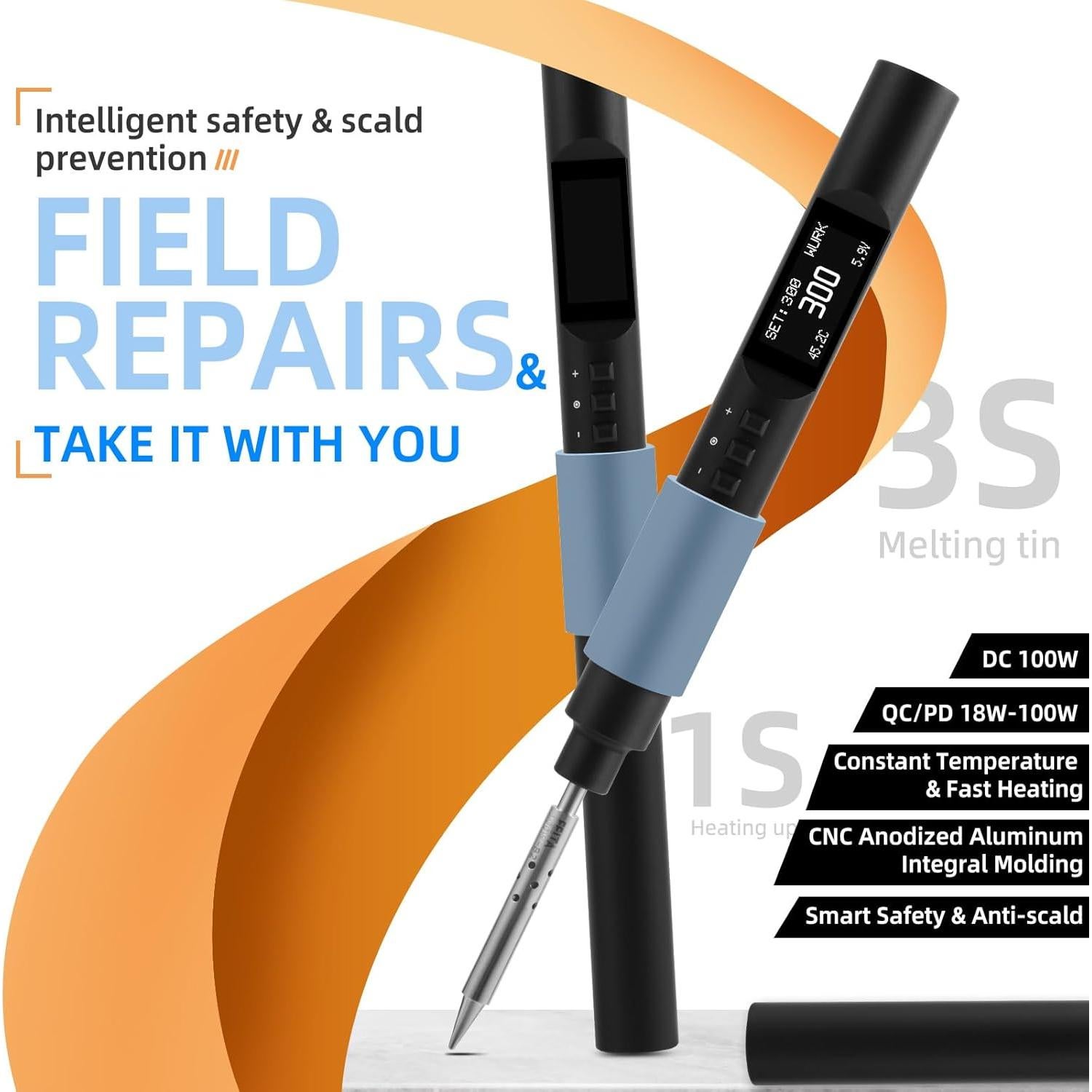 Kit de Soldador Eléctrico FEITA PTS200 100W con Pantalla OLED