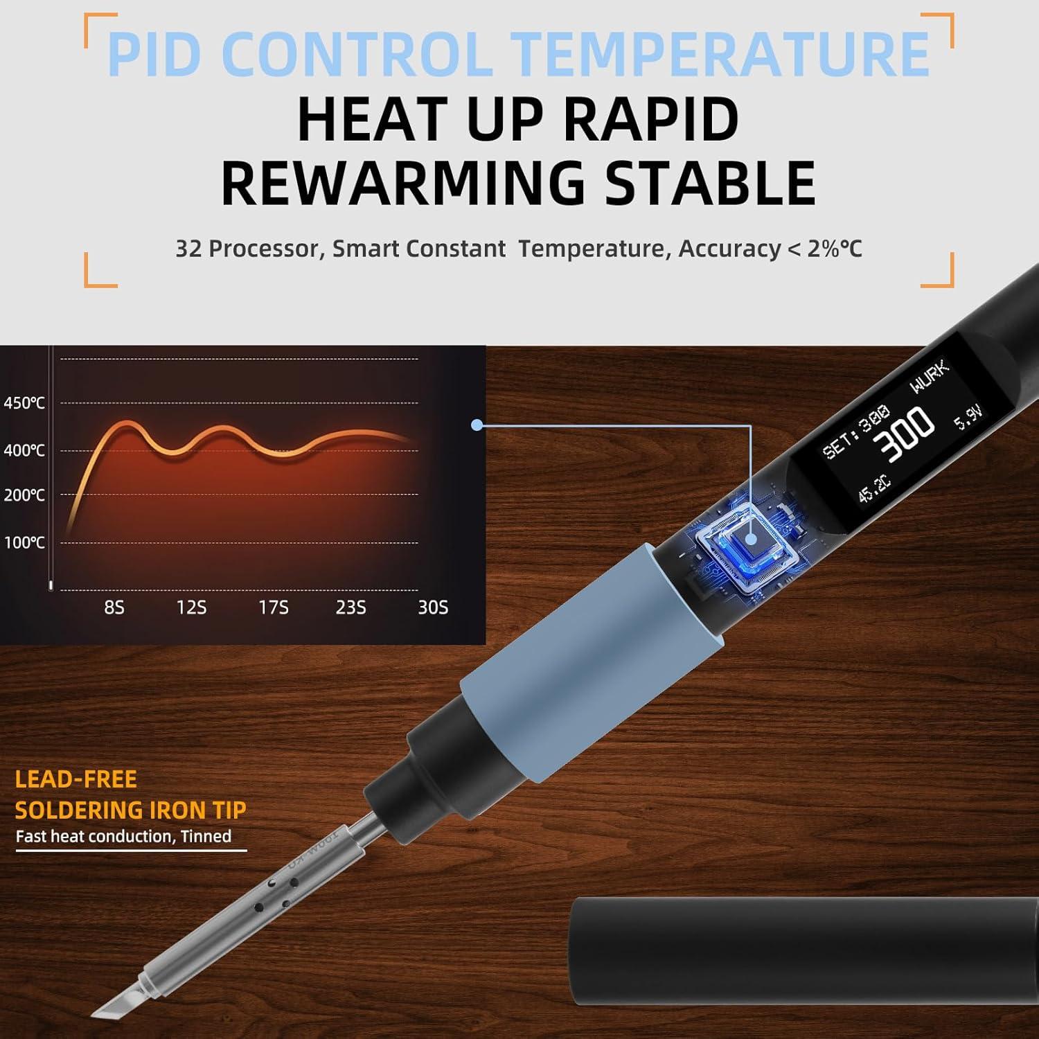 Kit de Soldador Eléctrico FEITA PTS200 100W con Pantalla OLED