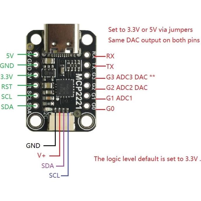 Módulo MCP2221A USB a GPIO I2C 3V para Pantalla OLED