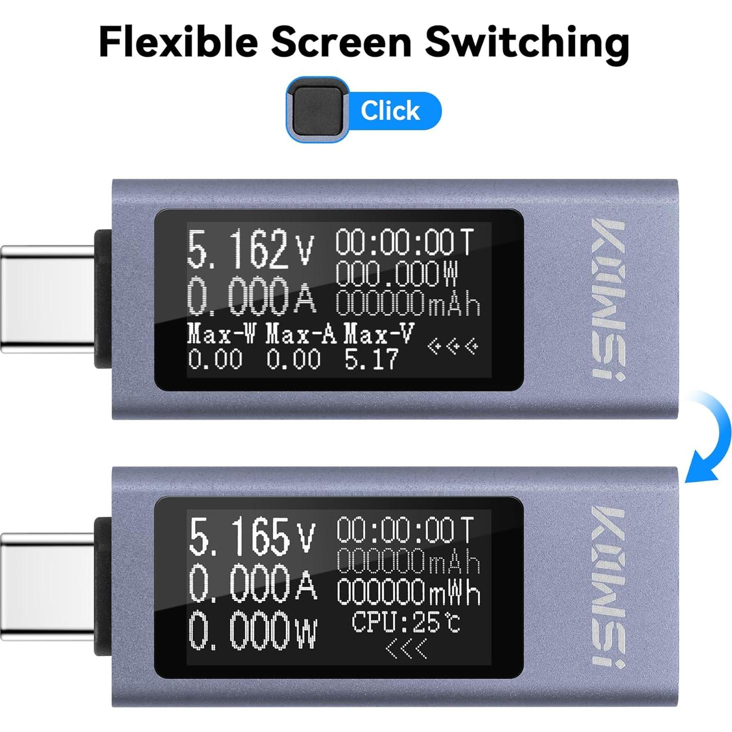 Medidor de Potencia Digital KOWSI KWS-2301C Type-C 4-30V 0-12A