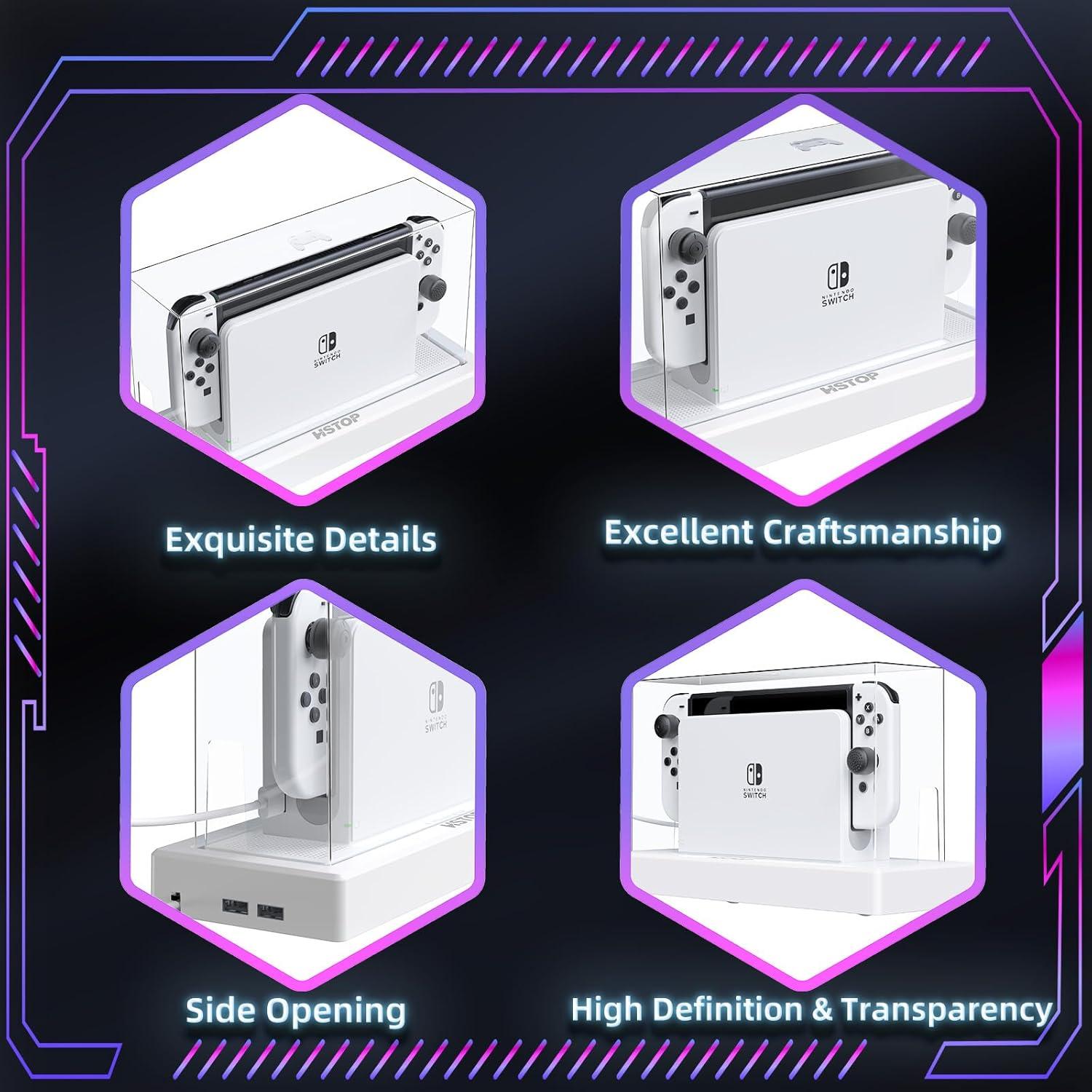 Cubierta de Polvo HSTOP para Nintendo Switch OLED con Luz LED