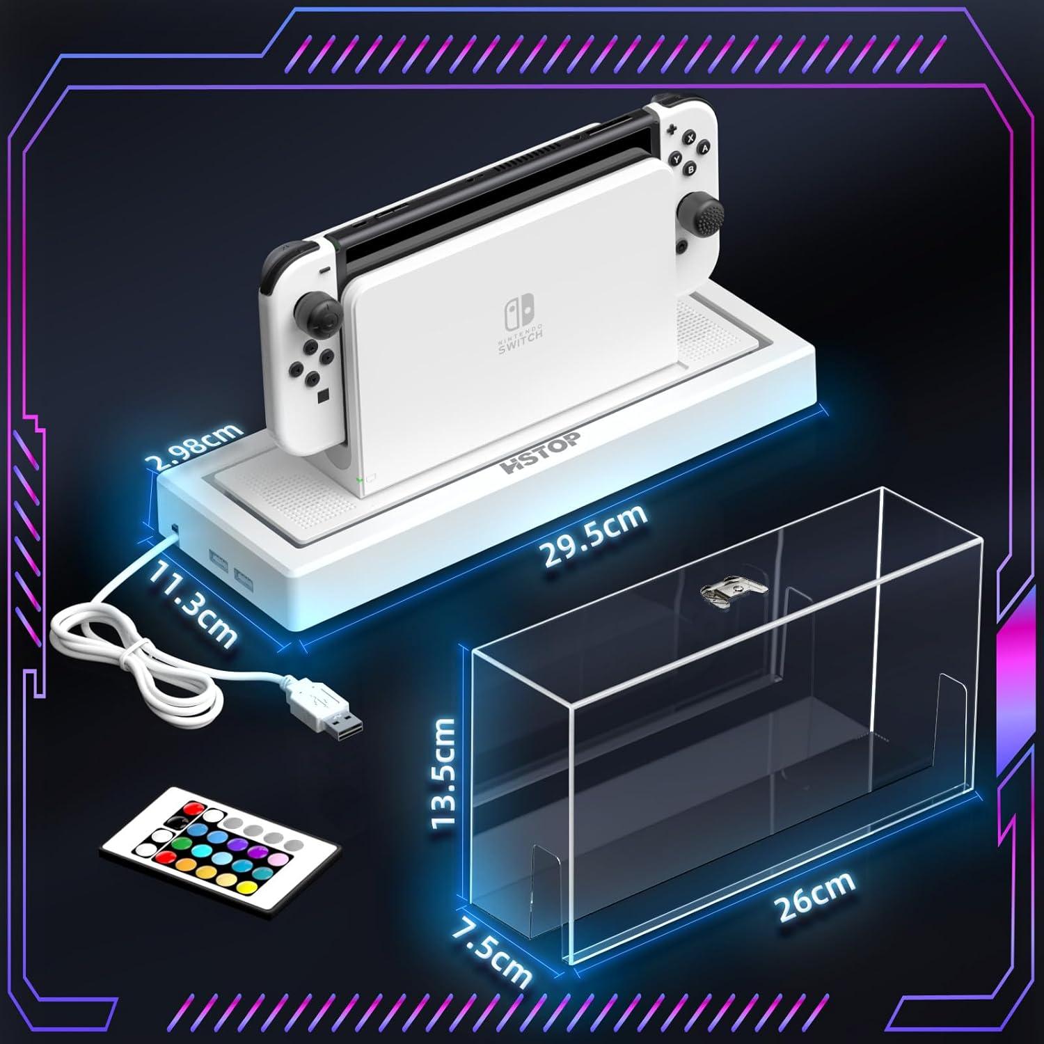 Cubierta de Polvo HSTOP para Nintendo Switch OLED con Luz LED