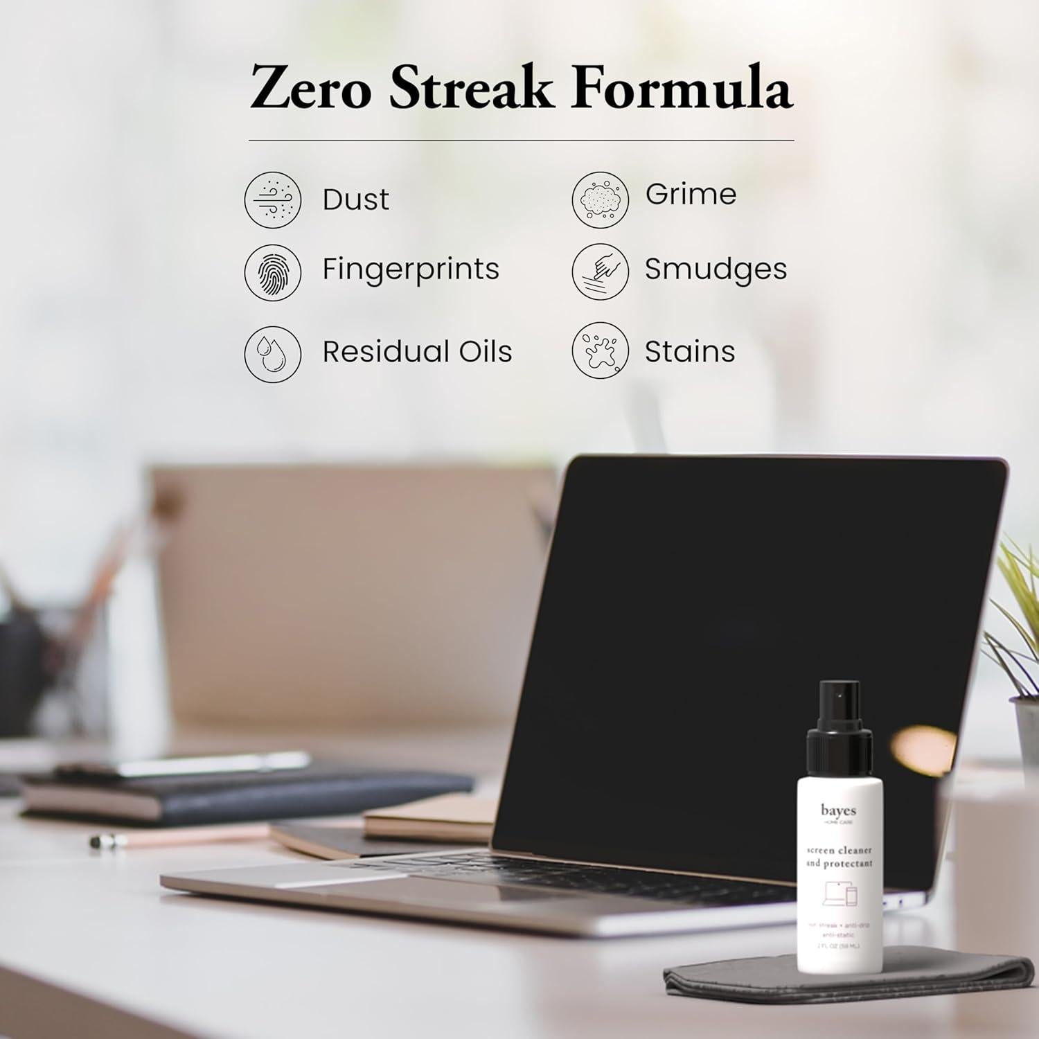 Kit Limpiador de Pantallas Bayes 59 ml - 2 Paquetes con Paño Microfibra