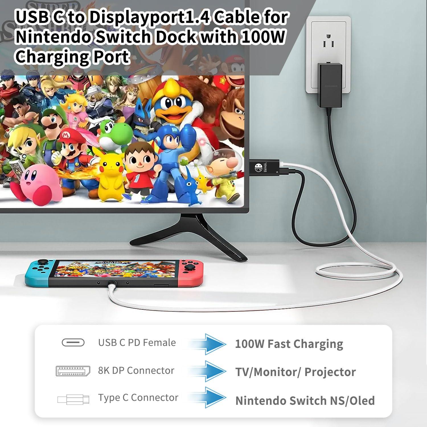 Cable USB C a DisplayPort Boreguse 8K 2m 100W para Switch