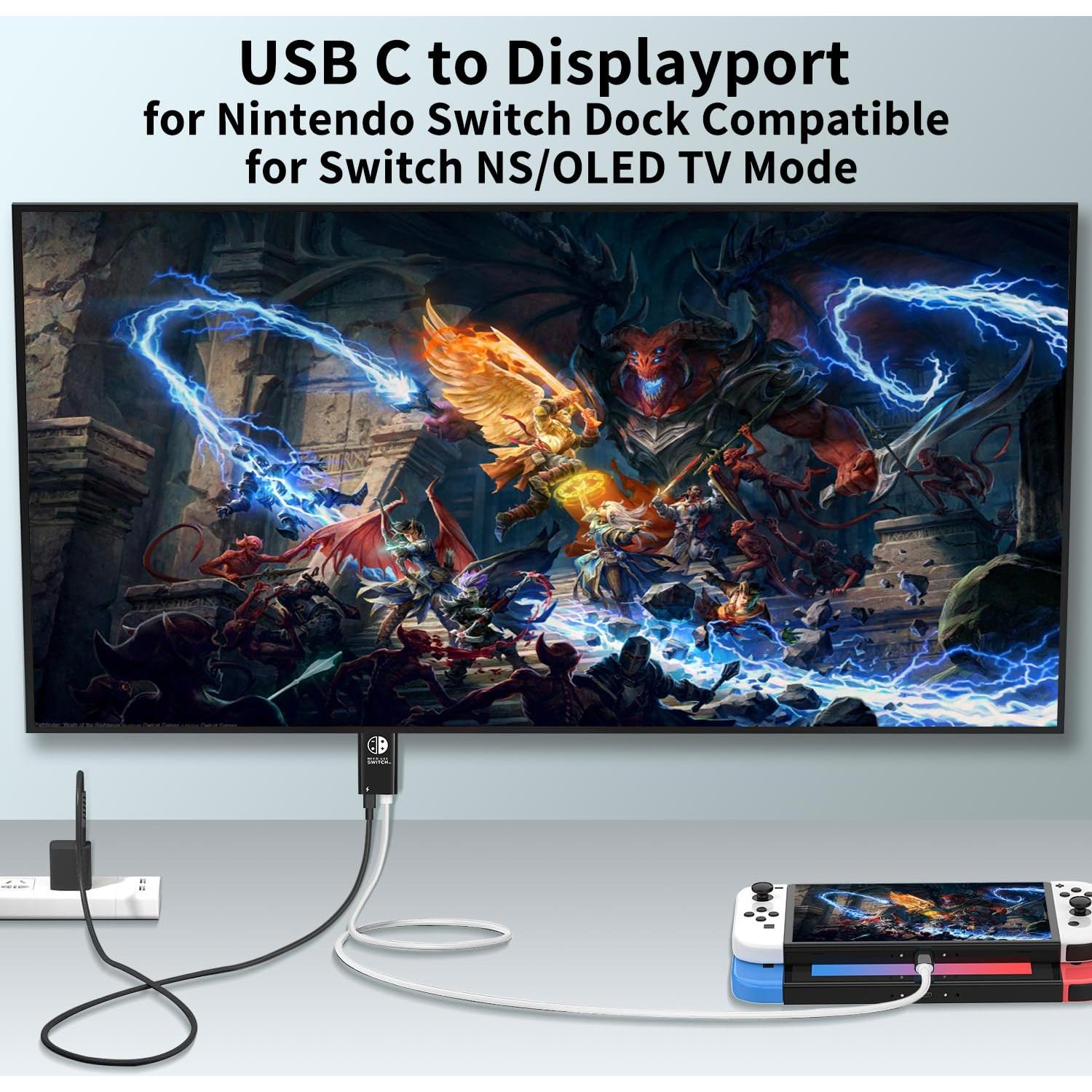 Cable USB C a DisplayPort Boreguse 8K 2m 100W para Switch