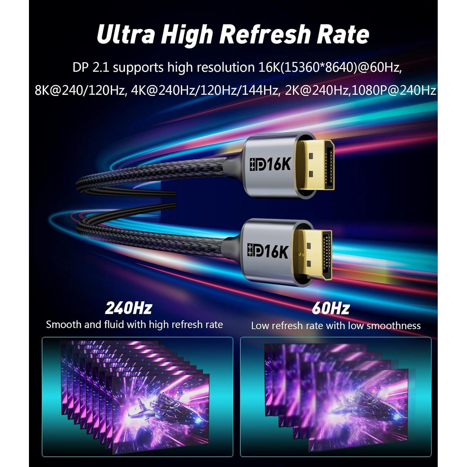 Cable DisplayPort 16K 1.83m SWITCHFLUX DP 2.1 48Gbps