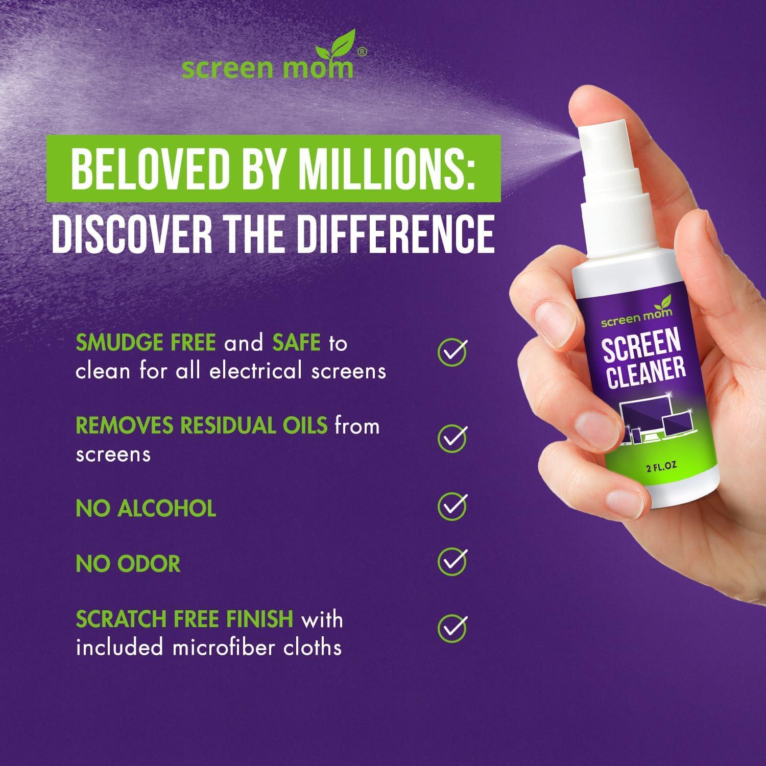 Kit Limpiador de Pantallas Screen Mom 2oz + 2 Paños Microfibra