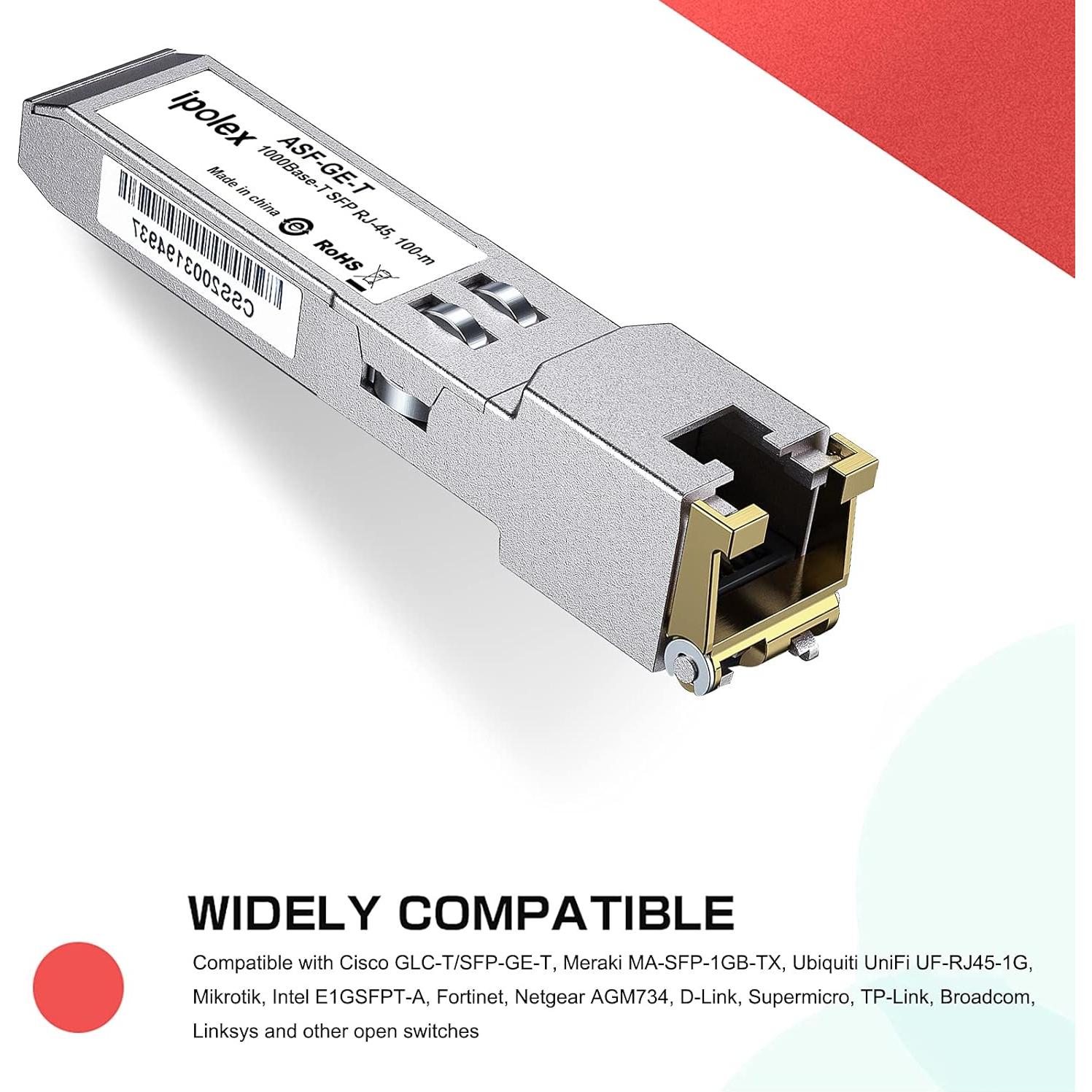 Transceptor SFP a RJ45 ipolex 1000Base-T 10 unidades 100m