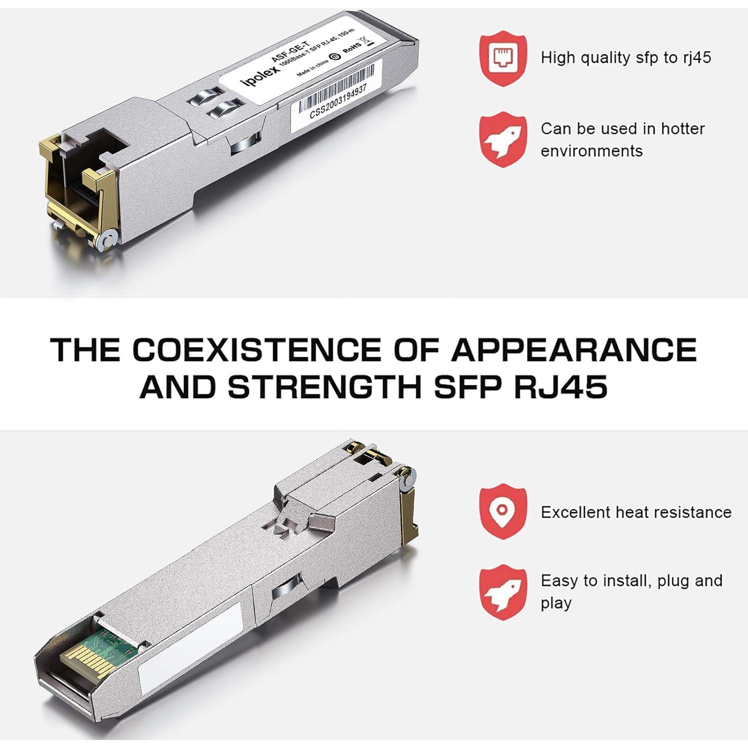 Transceptor SFP a RJ45 ipolex 1000Base-T 10 unidades 100m