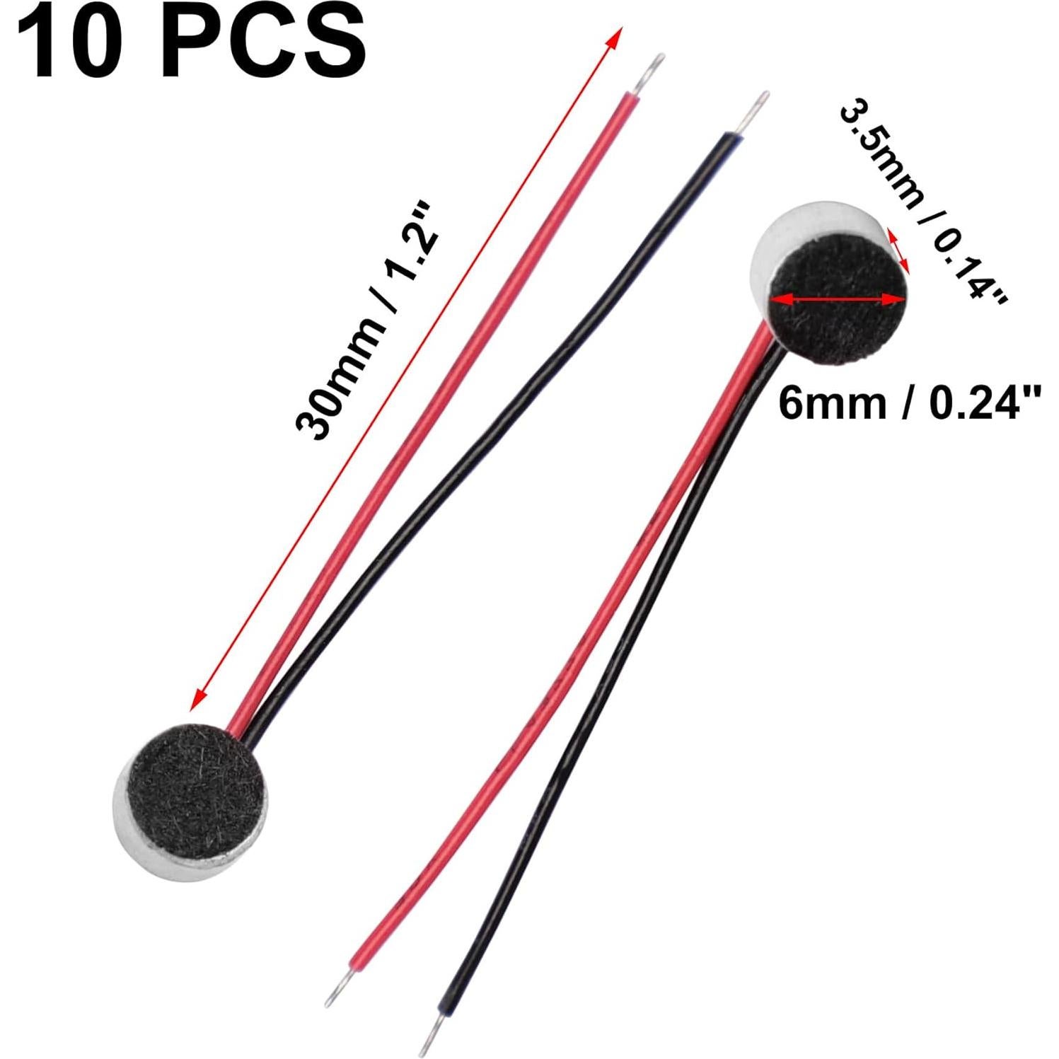 Micrófono de Condensador Electret uxcell 10 Pcs 6x3.5mm 3.5mm Jack