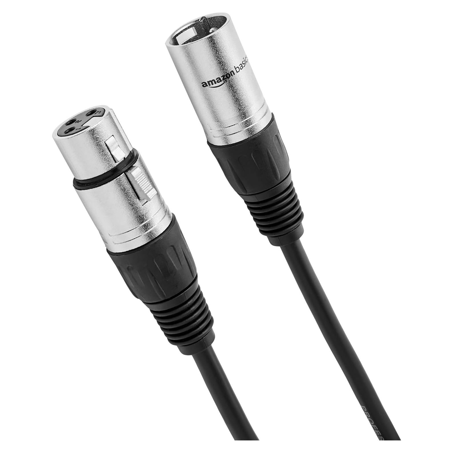 Cable de micrófono XLR Amazon Basics 3.05m macho a hembra negro