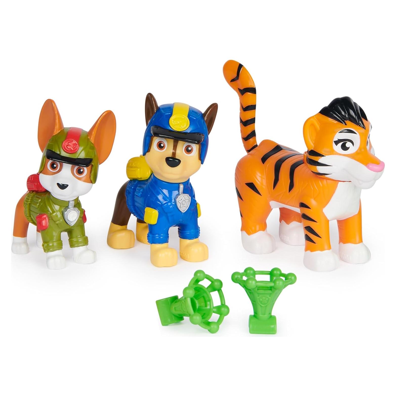 PAW Patrol Jungle Pups, Figurines Articulées Chase, Tracker & Tiger Avec Lance-Projectile, Jouets Pour Les garçons et, Black