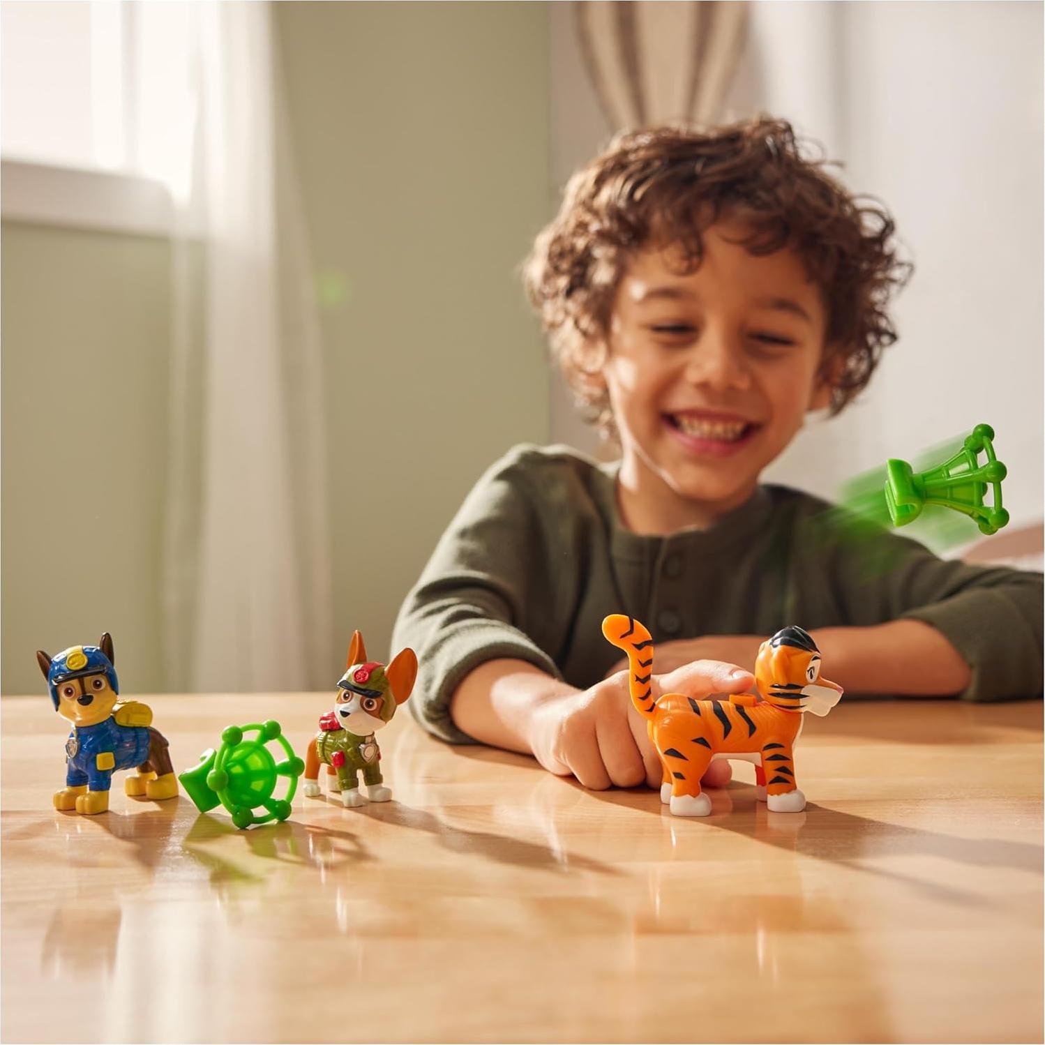 PAW Patrol Jungle Pups, Figurines Articulées Chase, Tracker & Tiger Avec Lance-Projectile, Jouets Pour Les garçons et, Black