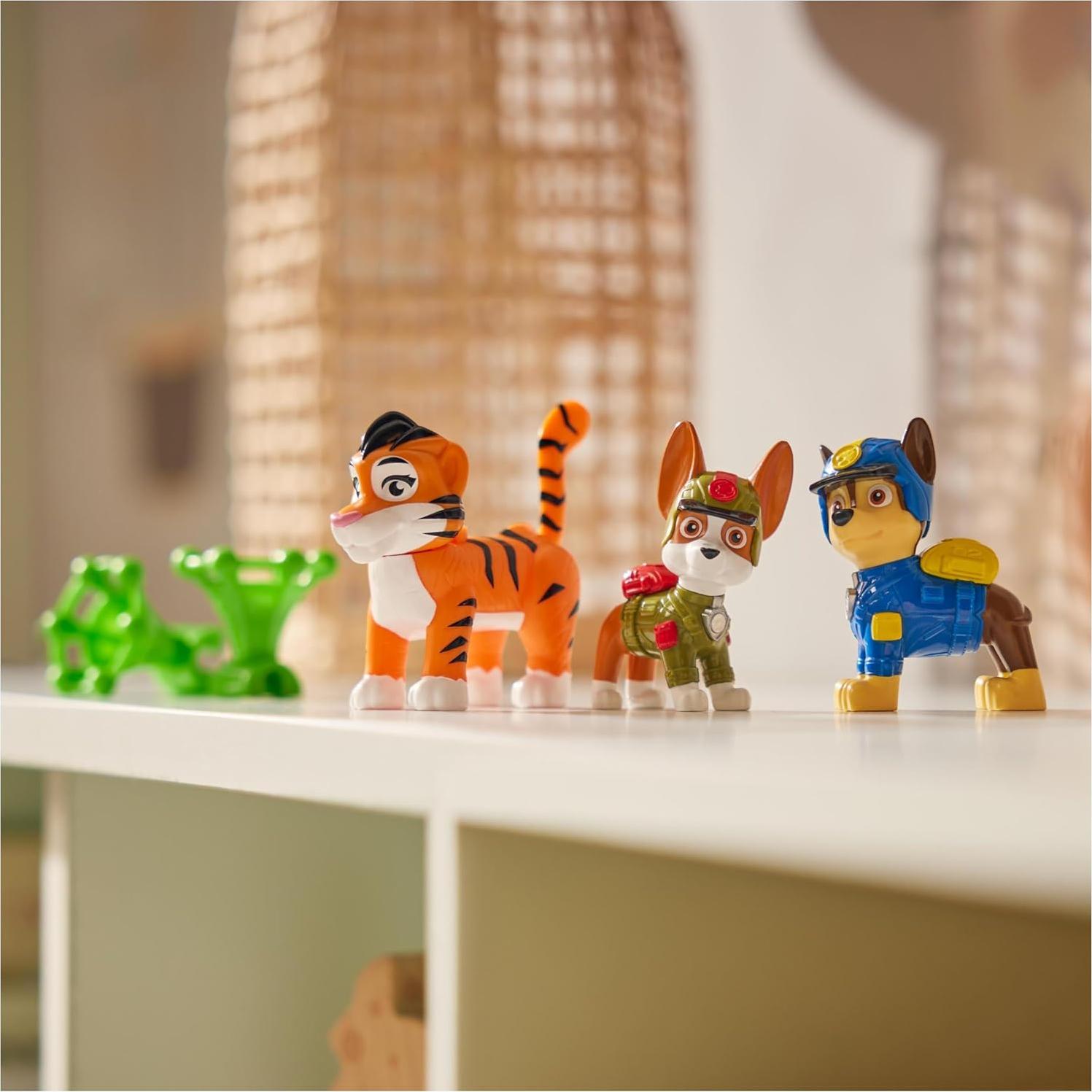PAW Patrol Jungle Pups, Figurines Articulées Chase, Tracker & Tiger Avec Lance-Projectile, Jouets Pour Les garçons et, Black