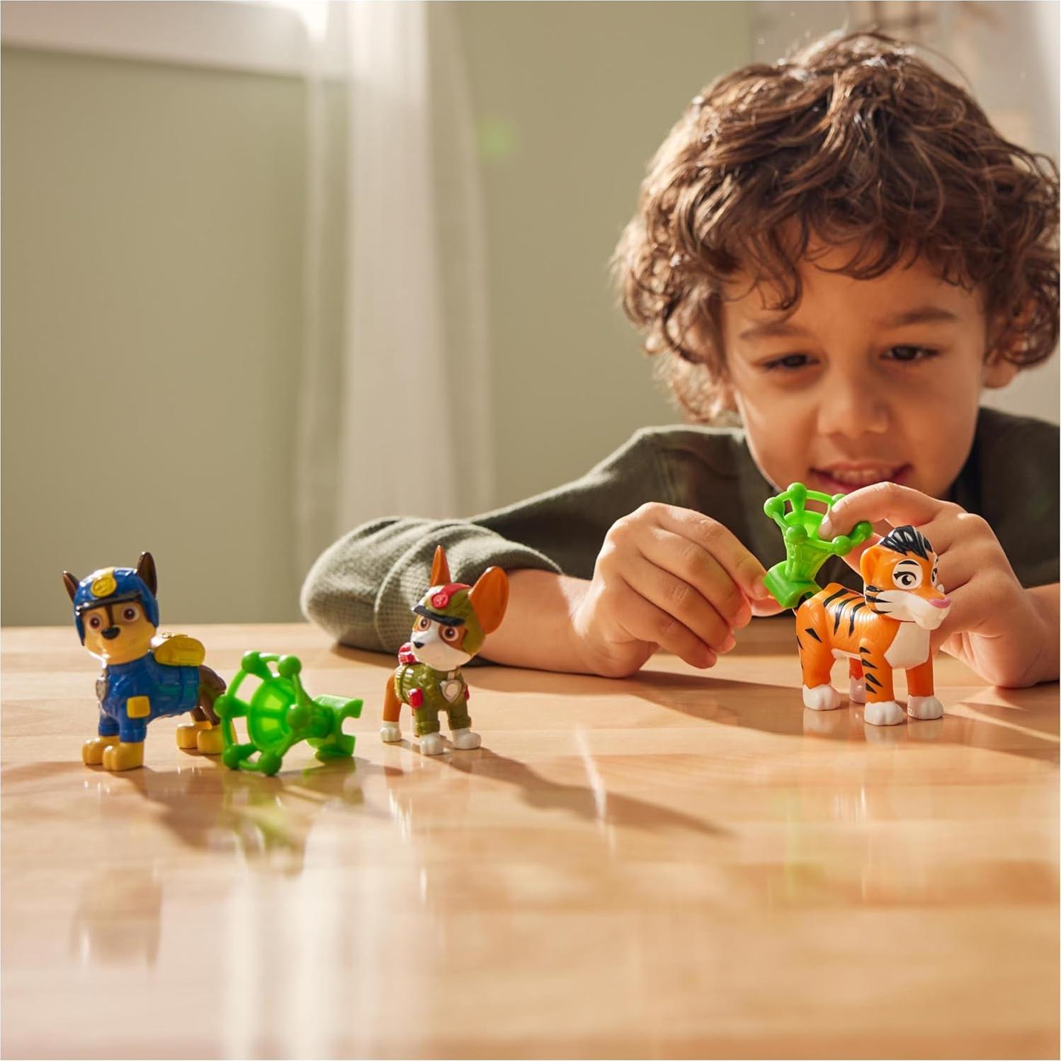 PAW Patrol Jungle Pups, Figurines Articulées Chase, Tracker & Tiger Avec Lance-Projectile, Jouets Pour Les garçons et, Black