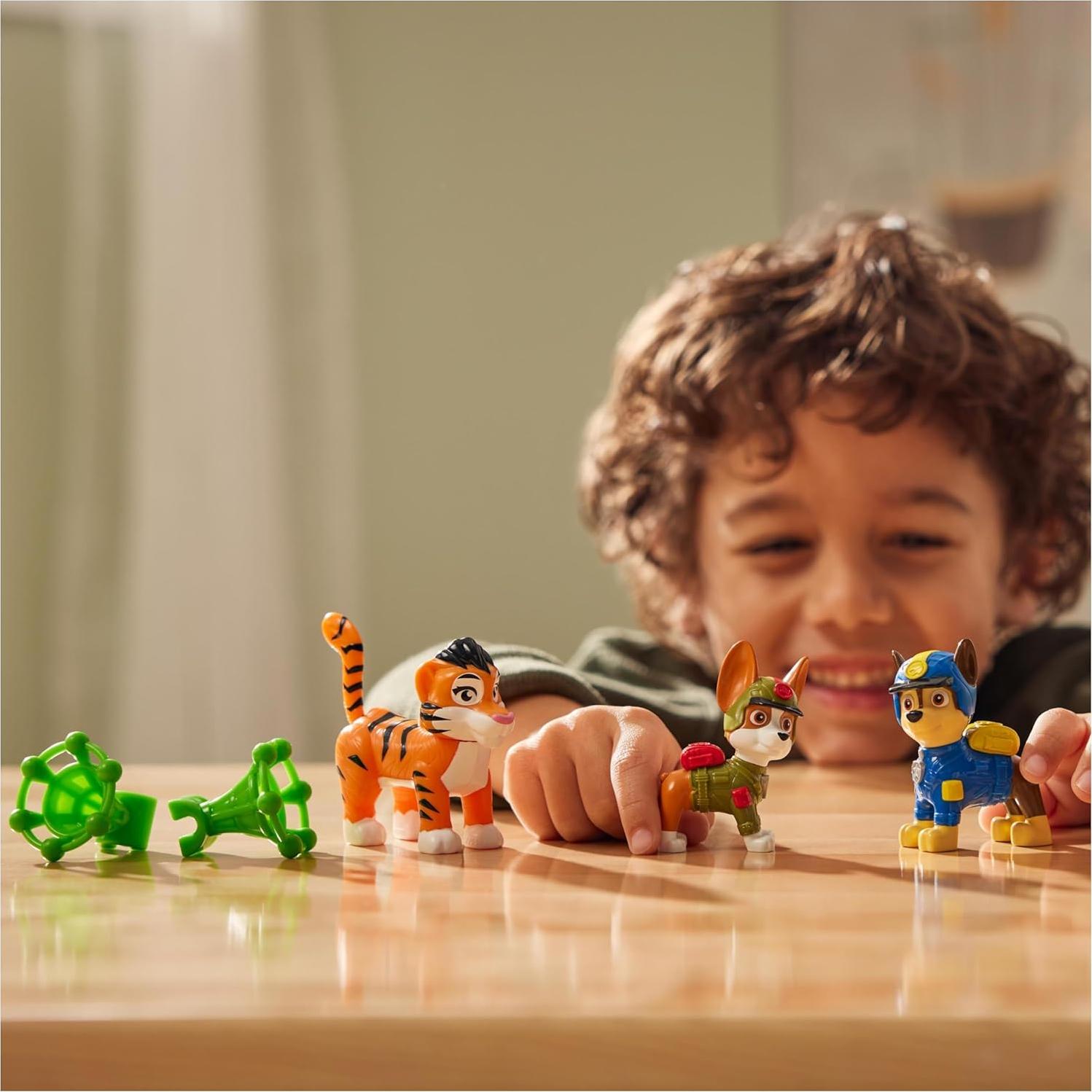 PAW Patrol Jungle Pups, Figurines Articulées Chase, Tracker & Tiger Avec Lance-Projectile, Jouets Pour Les garçons et, Black
