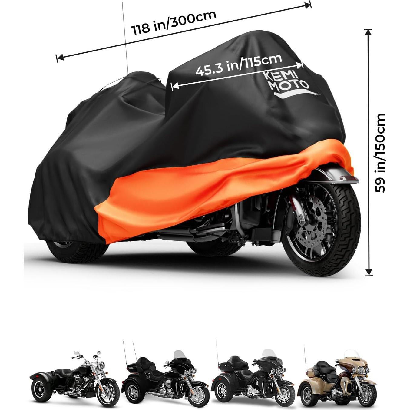 Cubierta de Motocicleta Trike KEMIMOTO Naranja 3 Ruedas